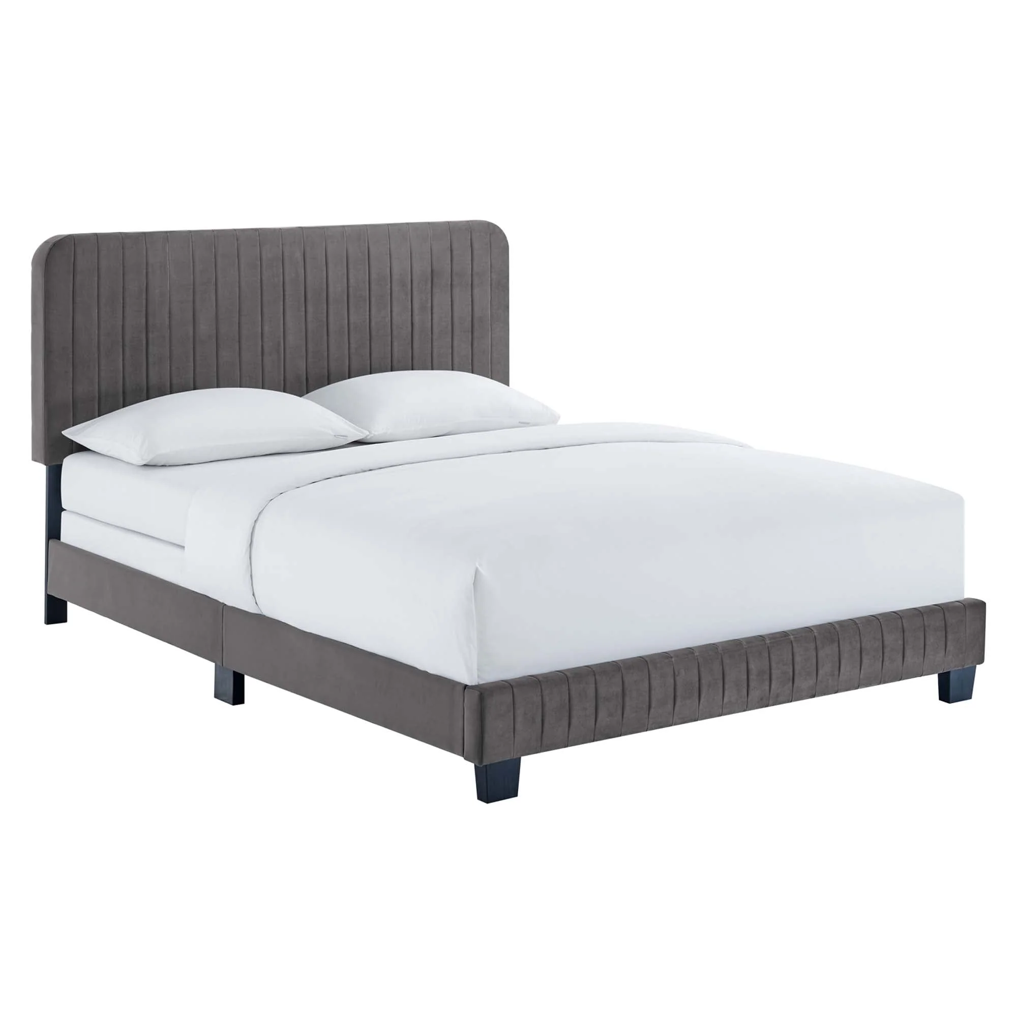 Channel Tufted Performance Velvet Bed - Image 26