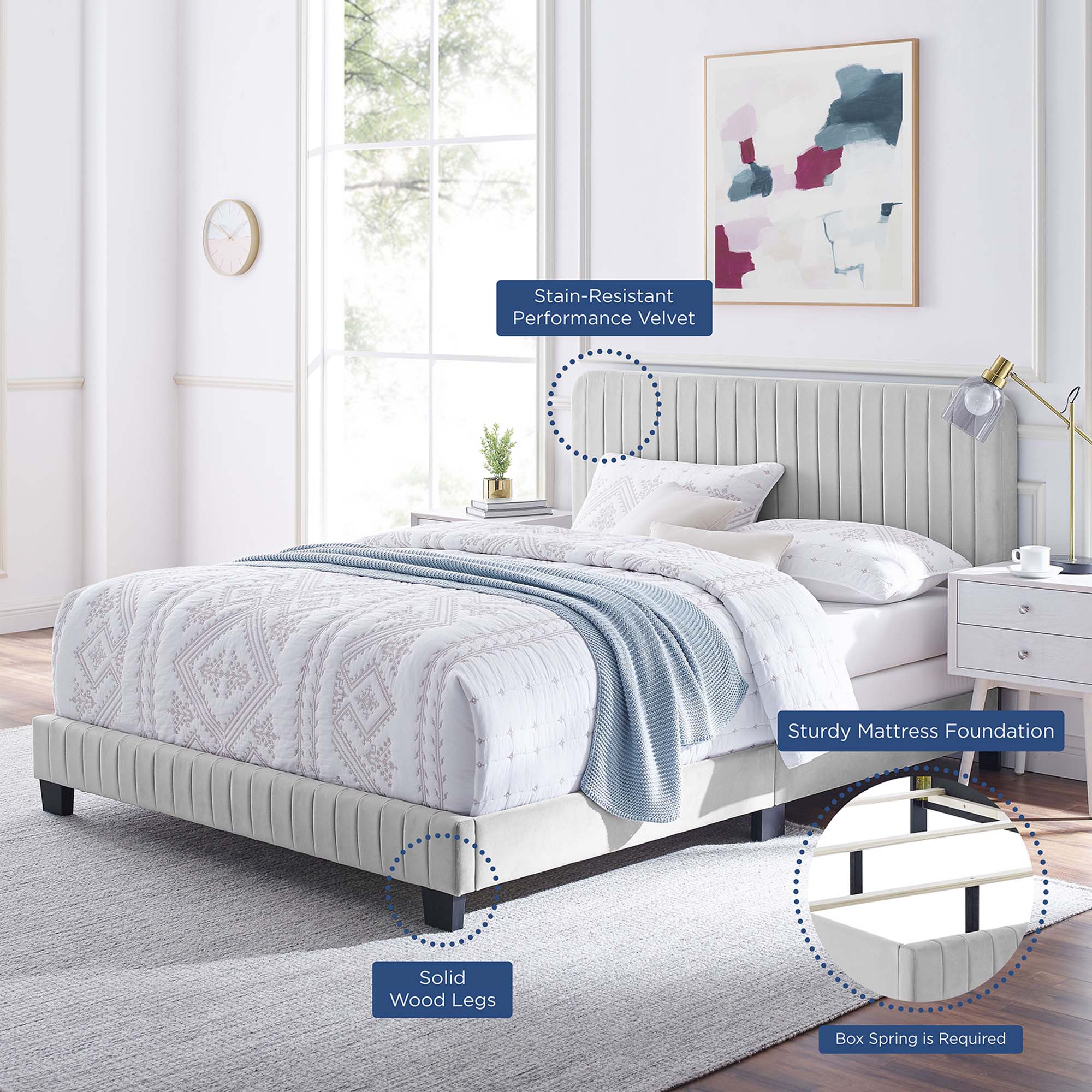 Channel Tufted Performance Velvet Bed - Image 50