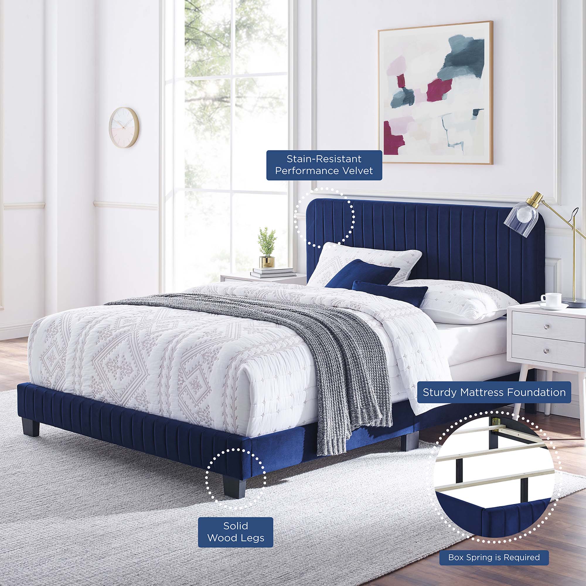 Channel Tufted Performance Velvet Bed - Image 70