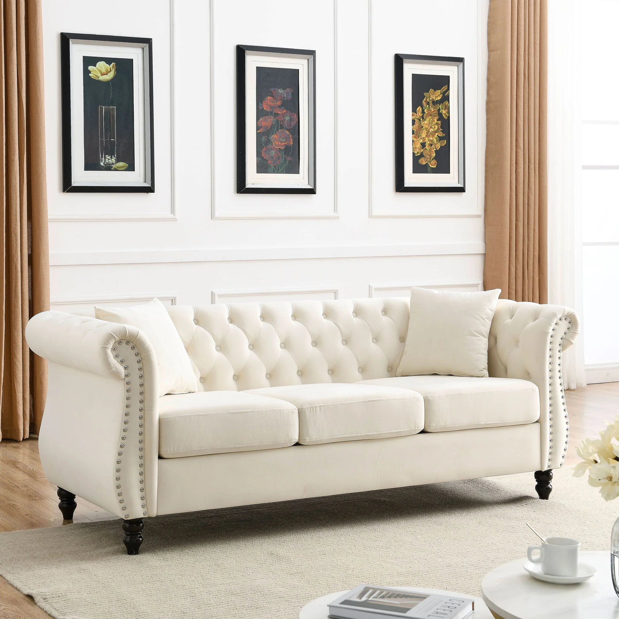 Chesterfield Sofa With Rolled Arms And Nailhead Trim - Image 26