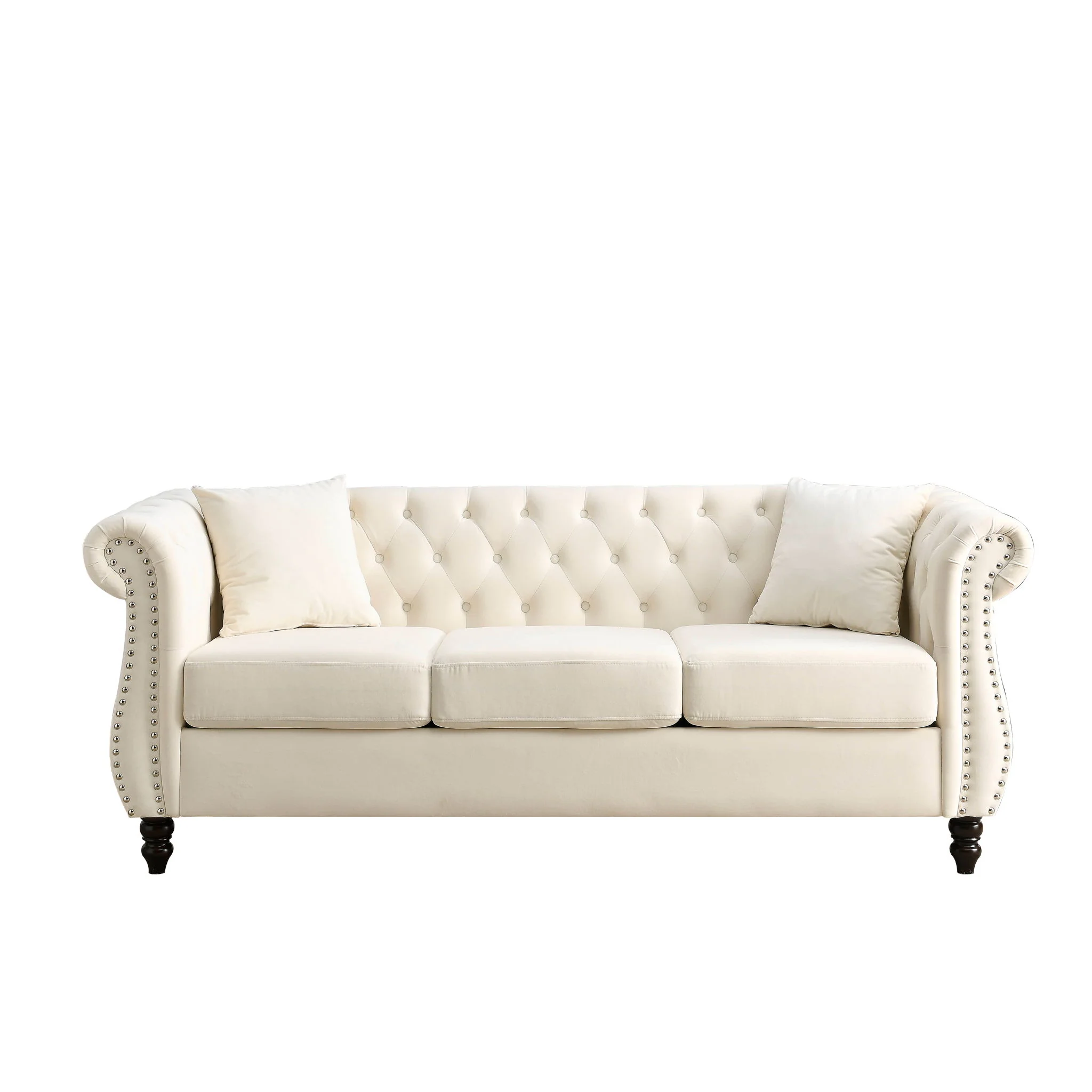 Chesterfield Sofa With Rolled Arms And Nailhead Trim - Image 3