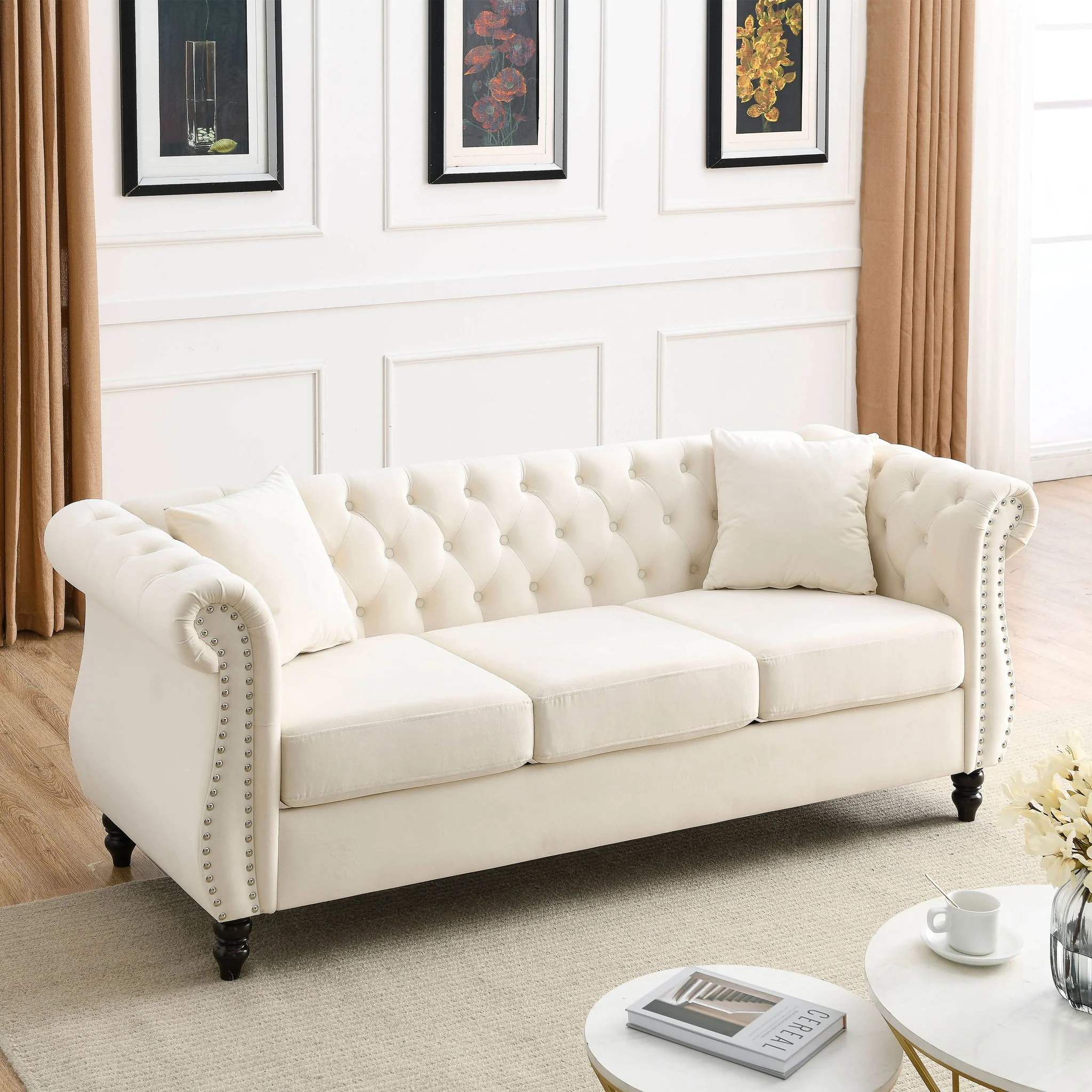 Chesterfield Sofa With Rolled Arms And Nailhead Trim - Image 41