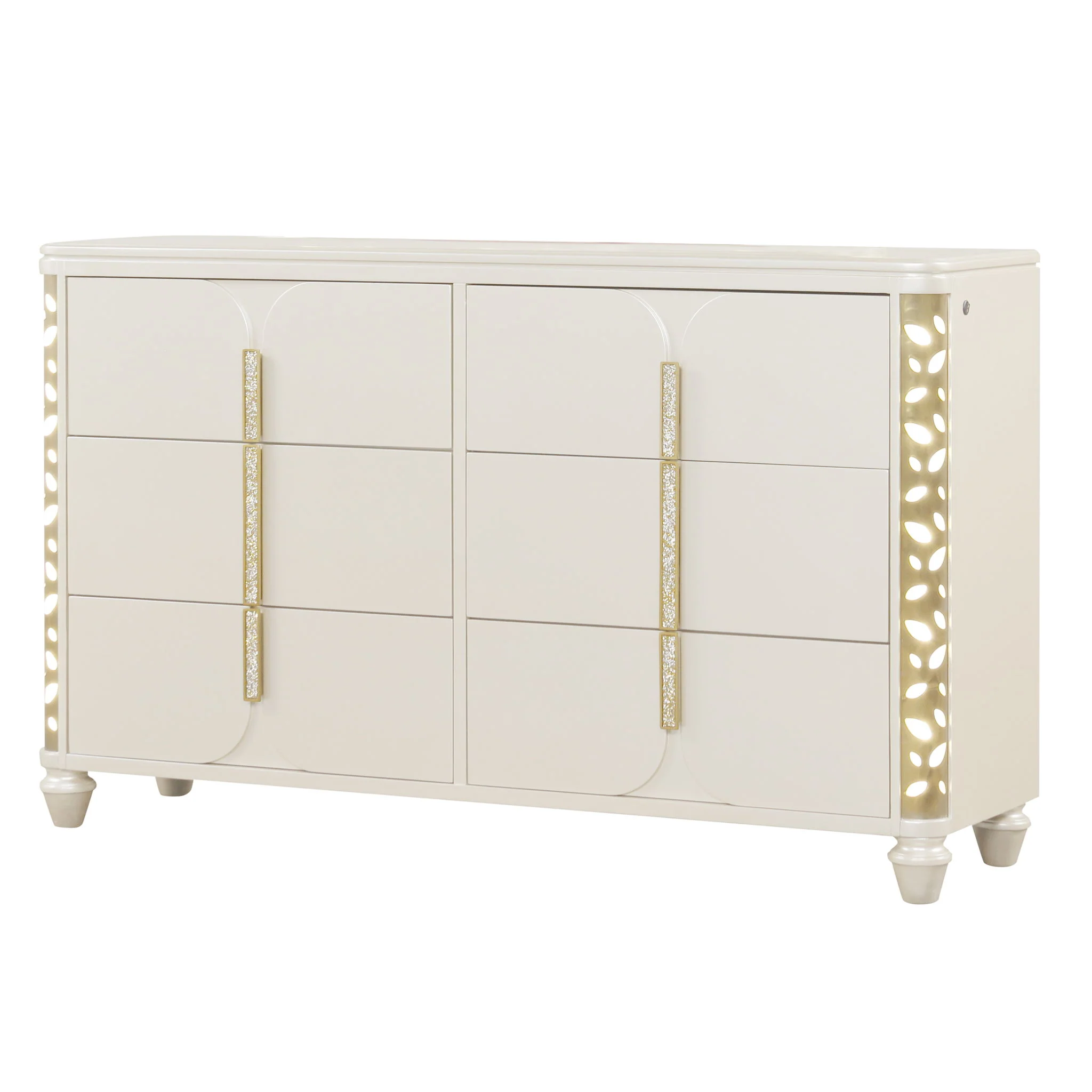 Cinderella - Dresser With LED Accents And 6 Storage Drawers (Mirror Not Included) - Beige