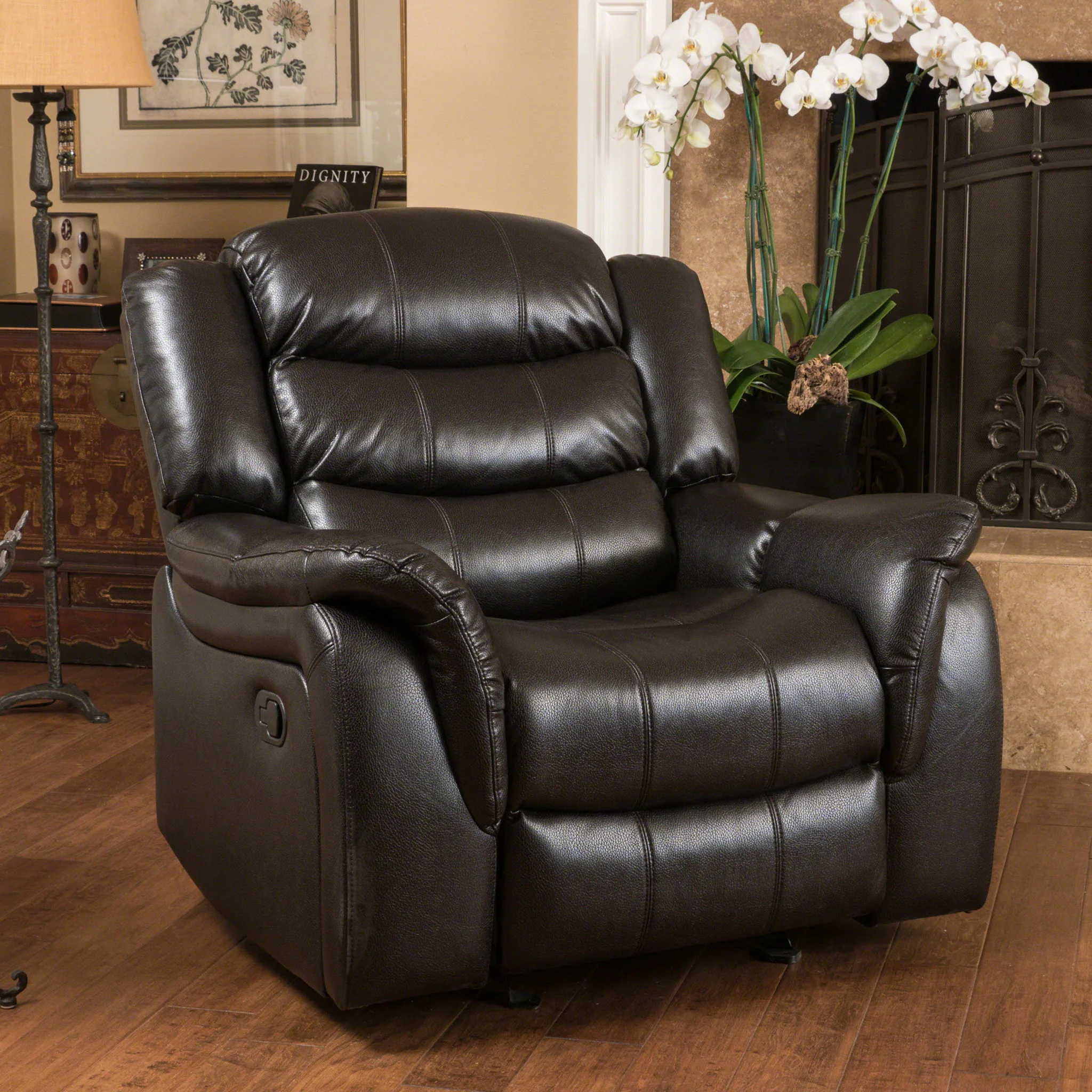 Classic Design Recliner, Upholstery Recliner, Glider Recliner - Black Berry - Image 2