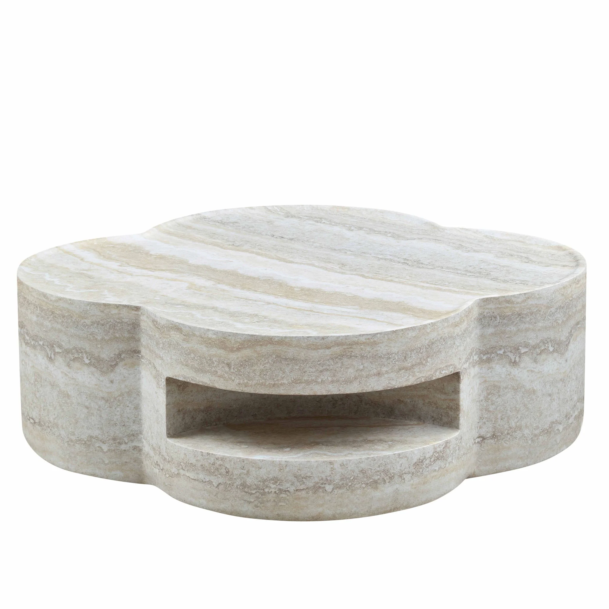Clover Round Coffee Table With Open Storage - Marble - Image 8