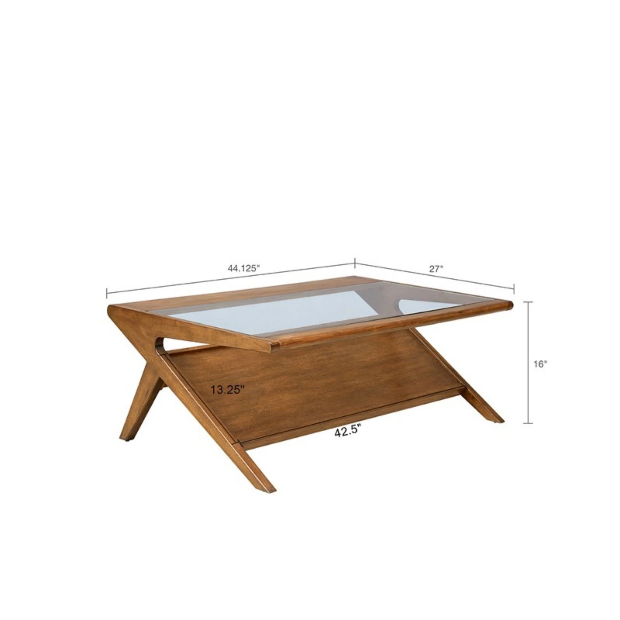 Coffee Table With Tempered Glass Top - Walnut - Image 4