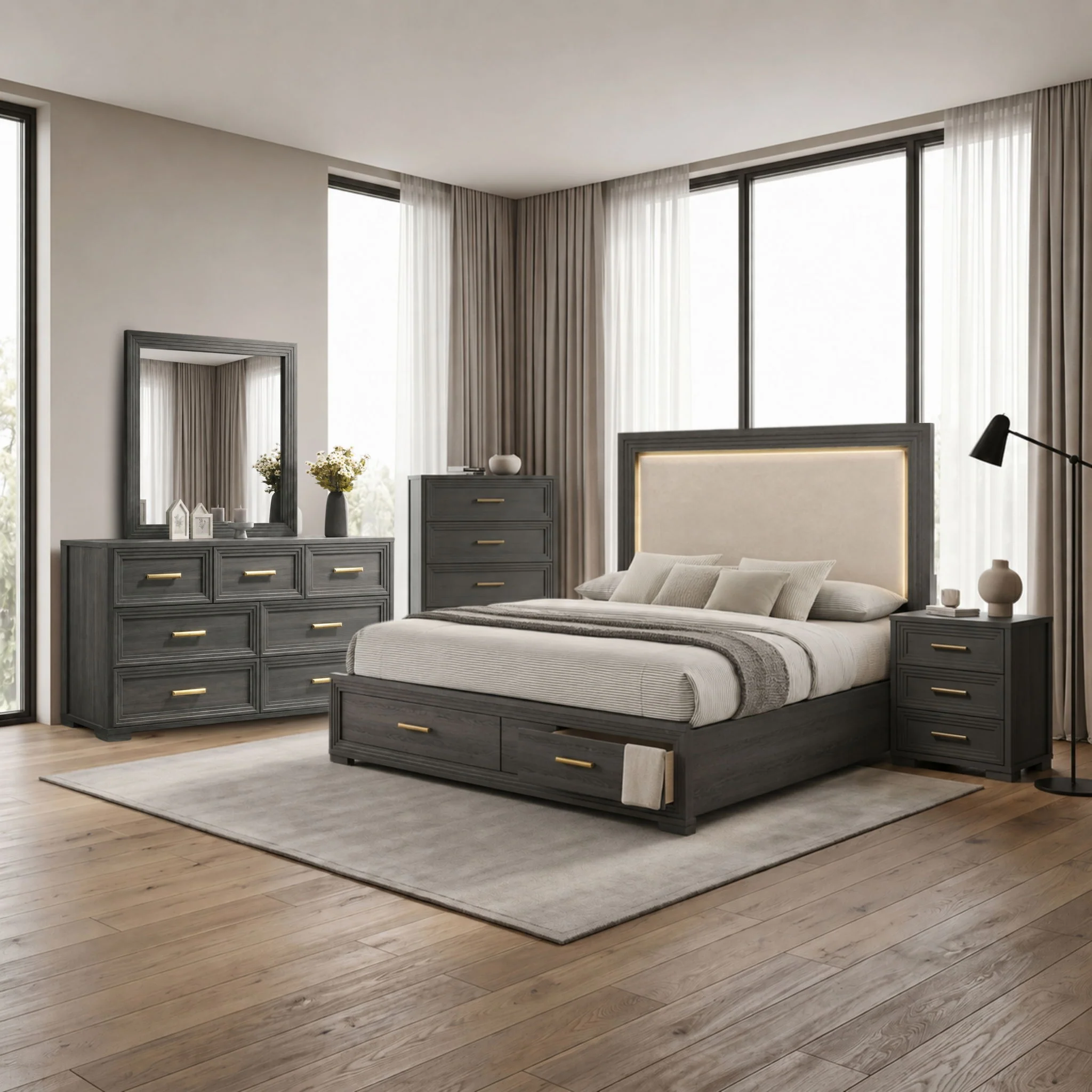 Colorado - Bedroom Set With Upholstered LED Headboard - Image 13