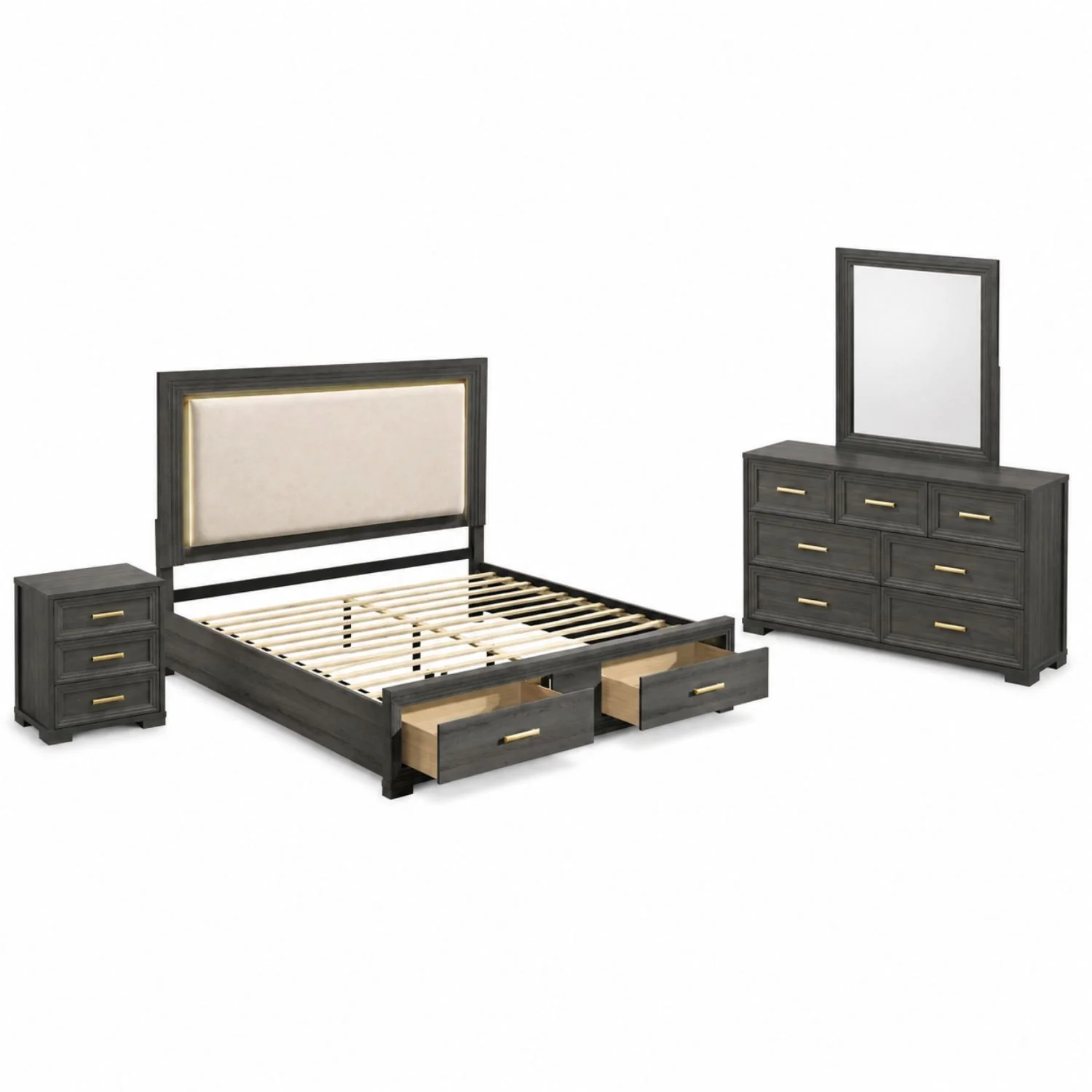 Colorado - Bedroom Set With Upholstered LED Headboard - Image 2