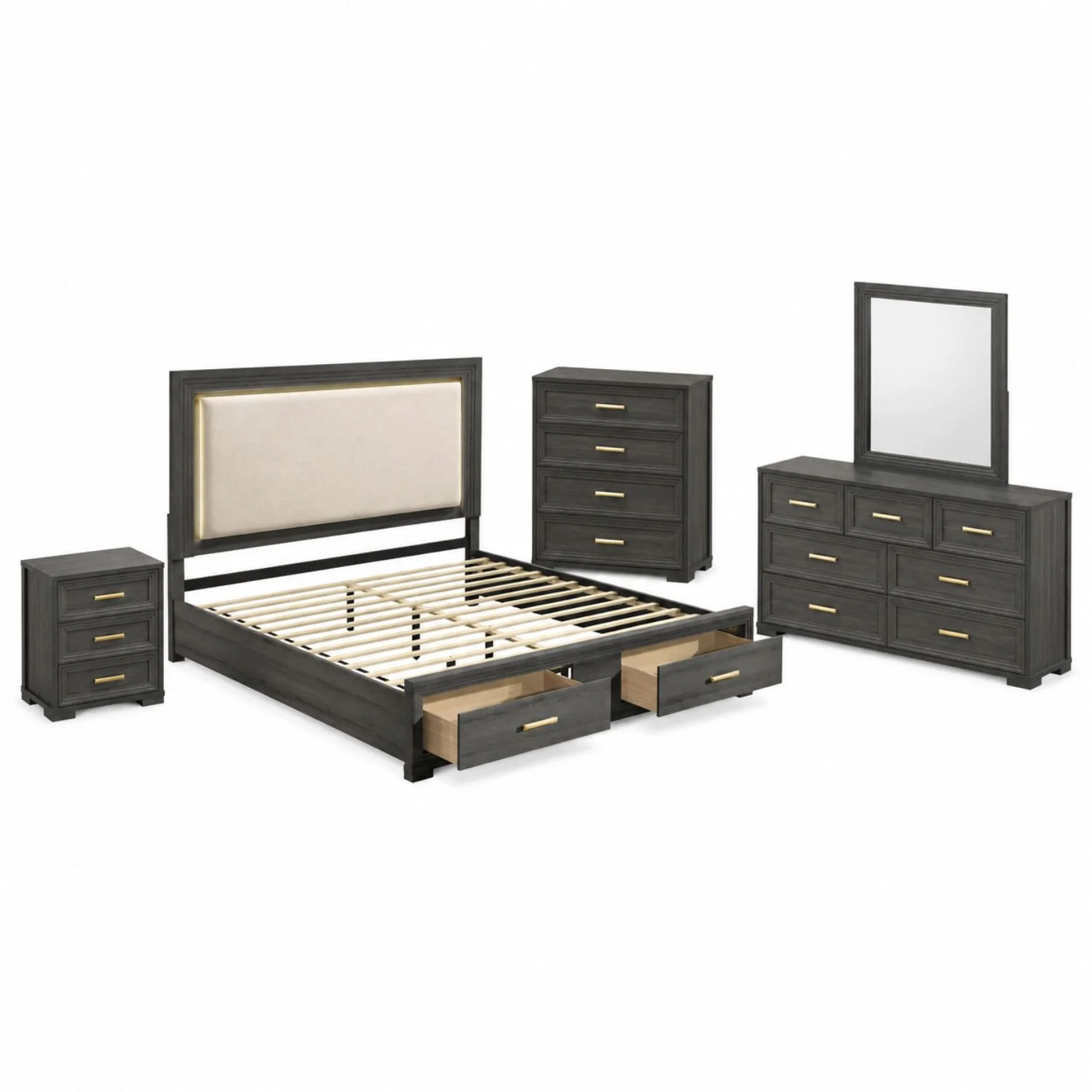 Colorado - Bedroom Set With Upholstered LED Headboard - Image 3