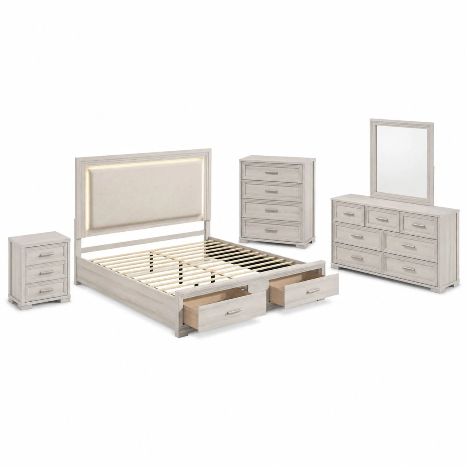 Colorado - Bedroom Set With Upholstered LED Headboard - Image 4