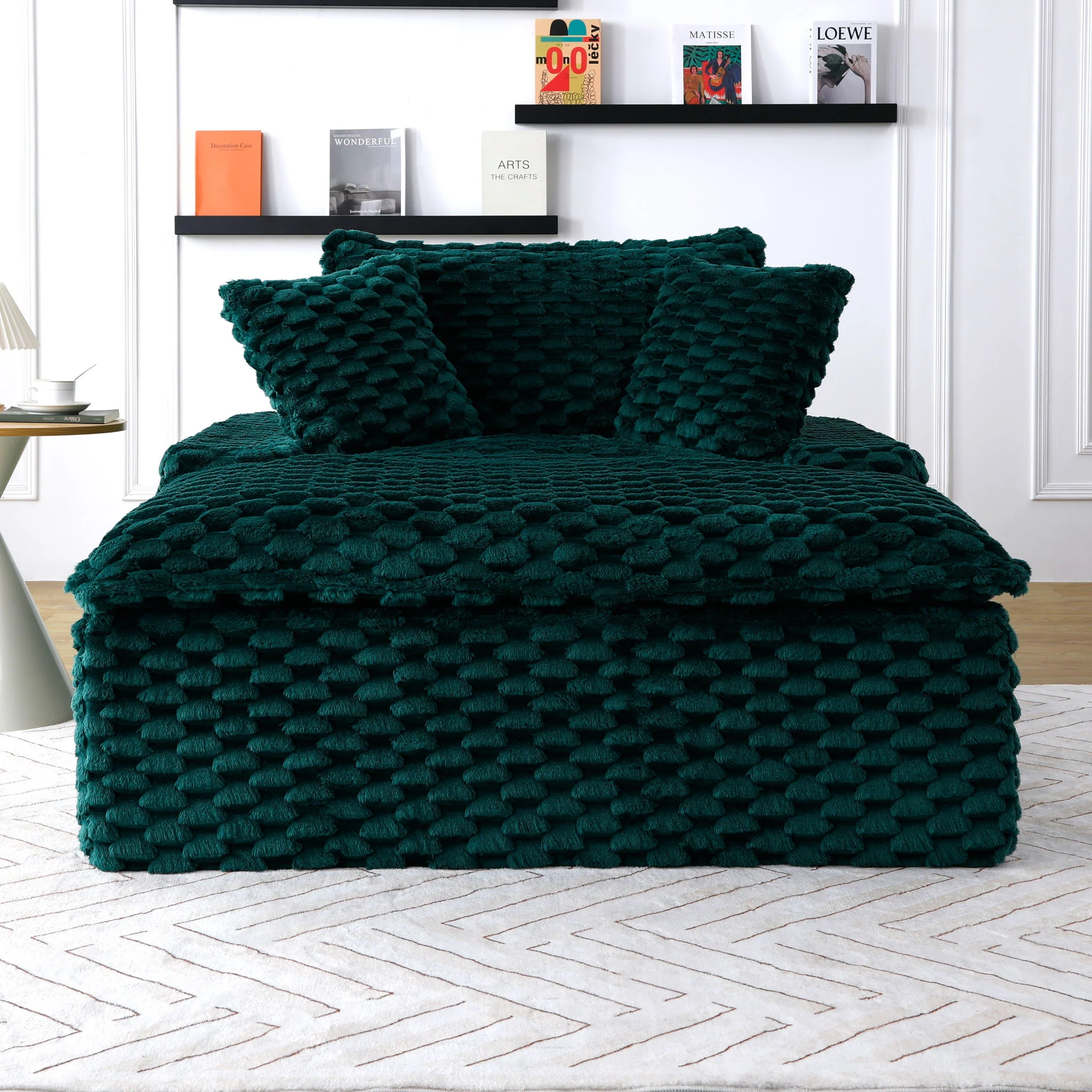 Comfort Bearing Sofa With 2 Pillows And 1 Backrest - Green - Image 9