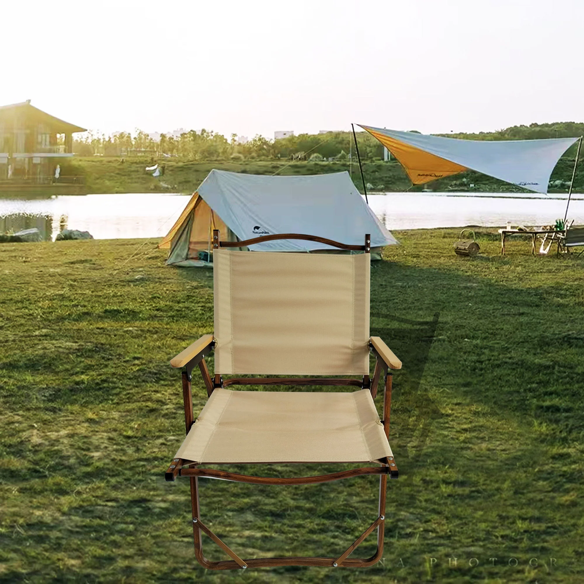 Comfy - Foldable And Portable Chair With Armrests, Indoor And Outdoor Universal (Set of 4) - Brown - Image 3