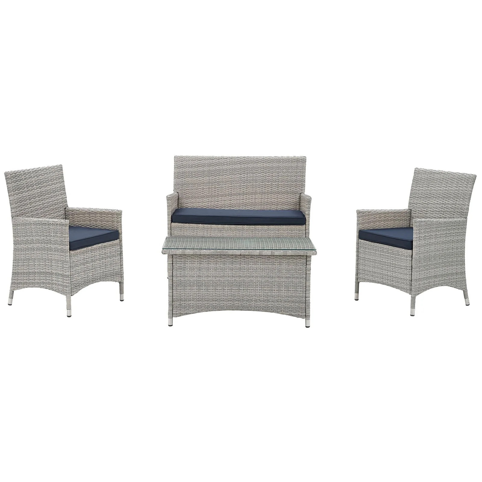 Complete 4-Piece Wicker Rattan Outdoor Patio Conversation Set for Garden, Deck and Backyard - Image 2