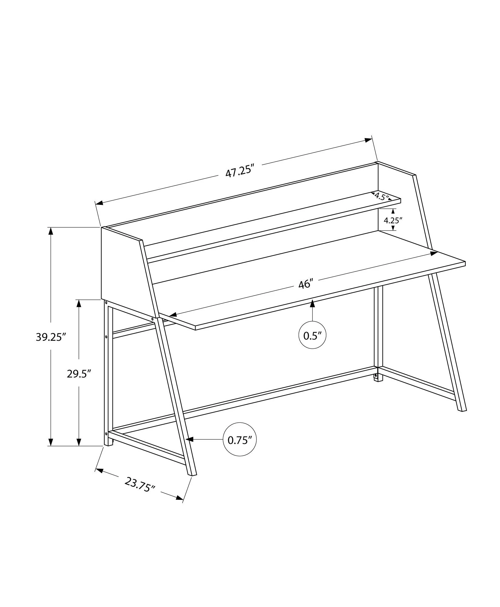 Computer Desk For Home Office, Laptop, Storage Shelves, Marble Look Contemporary & Modern - Image 20