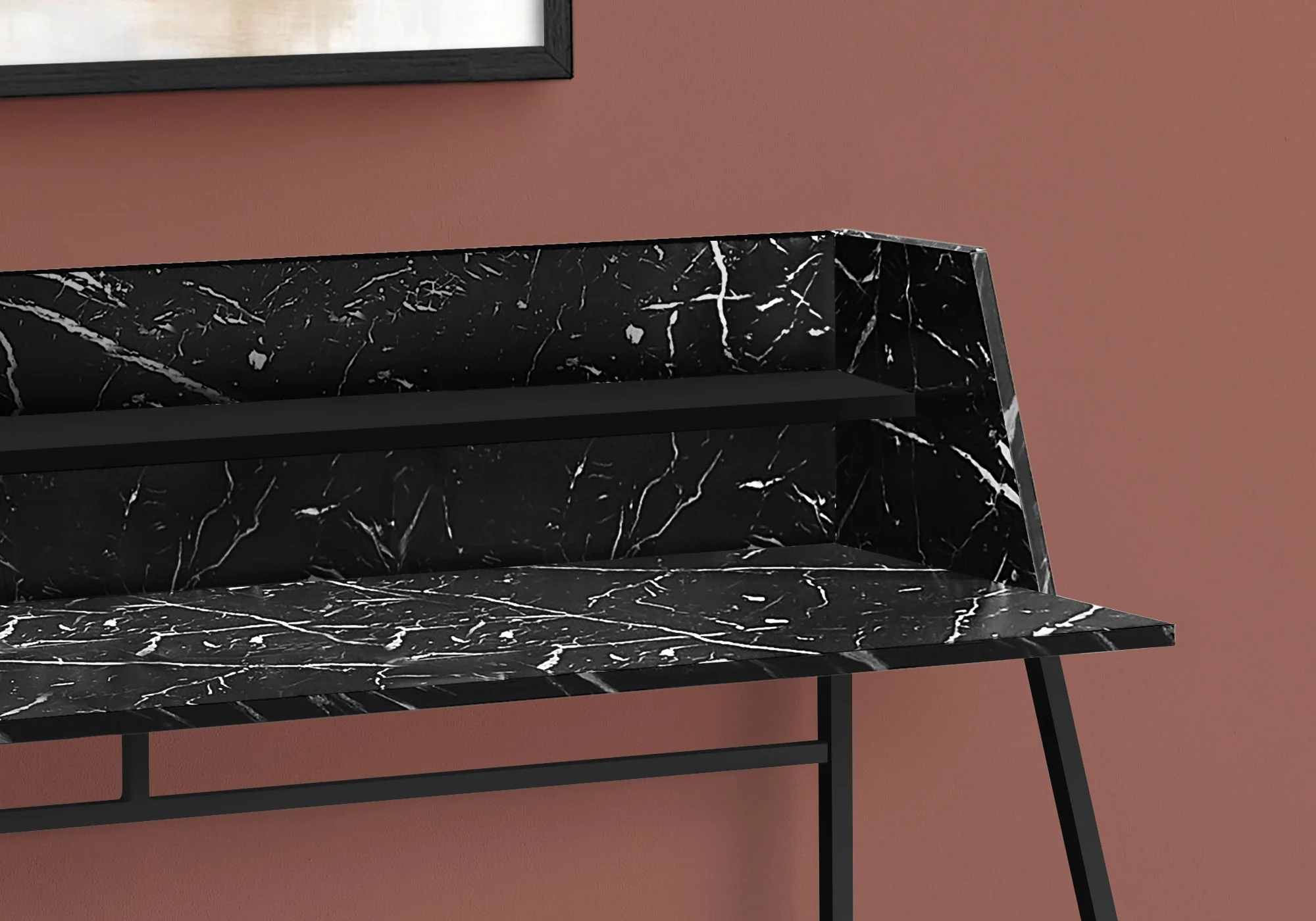 Computer Desk For Home Office, Laptop, Storage Shelves, Marble Look Contemporary & Modern - Image 39