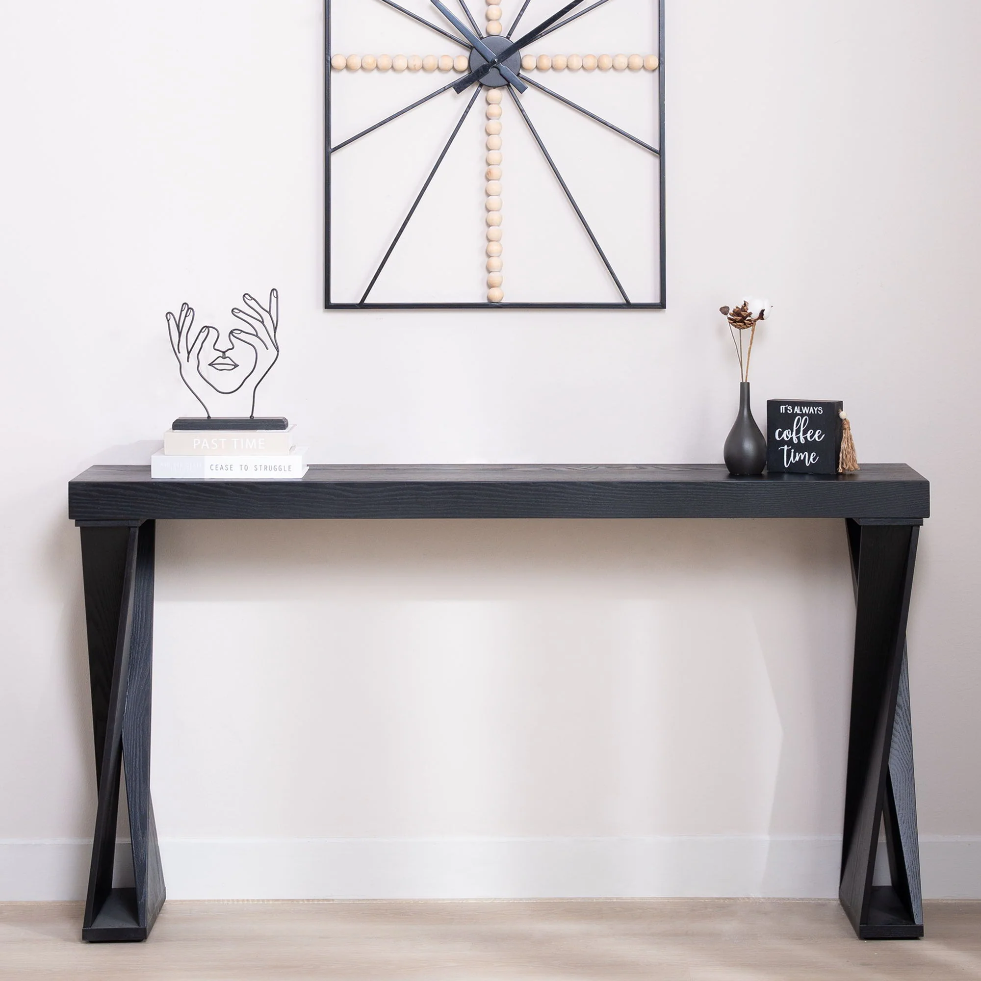 Console Table With Crossed Legs For Hallway - Black - Image 7