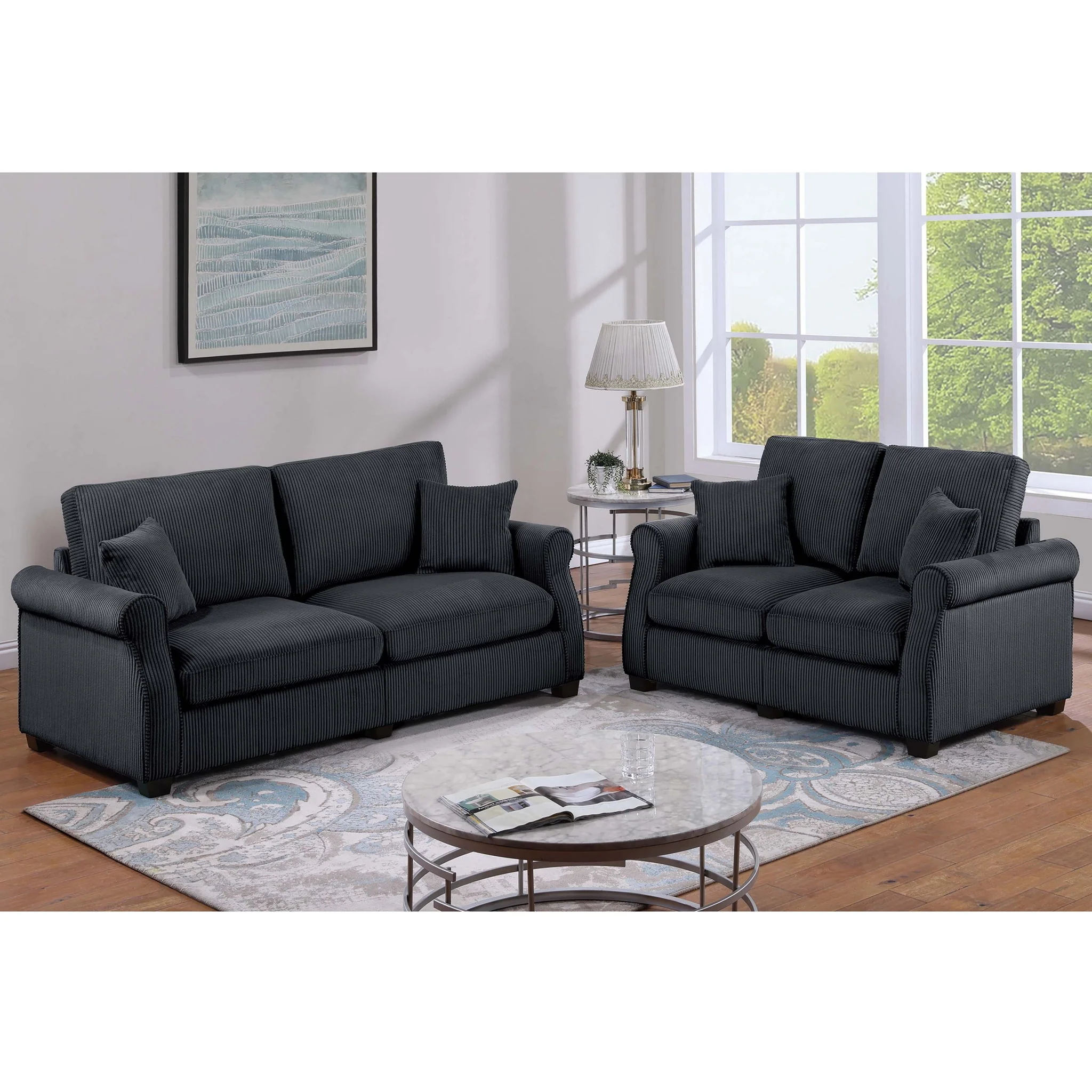 Contemporary 2 Piece Sofa Set With Matching Pillows - Image 14