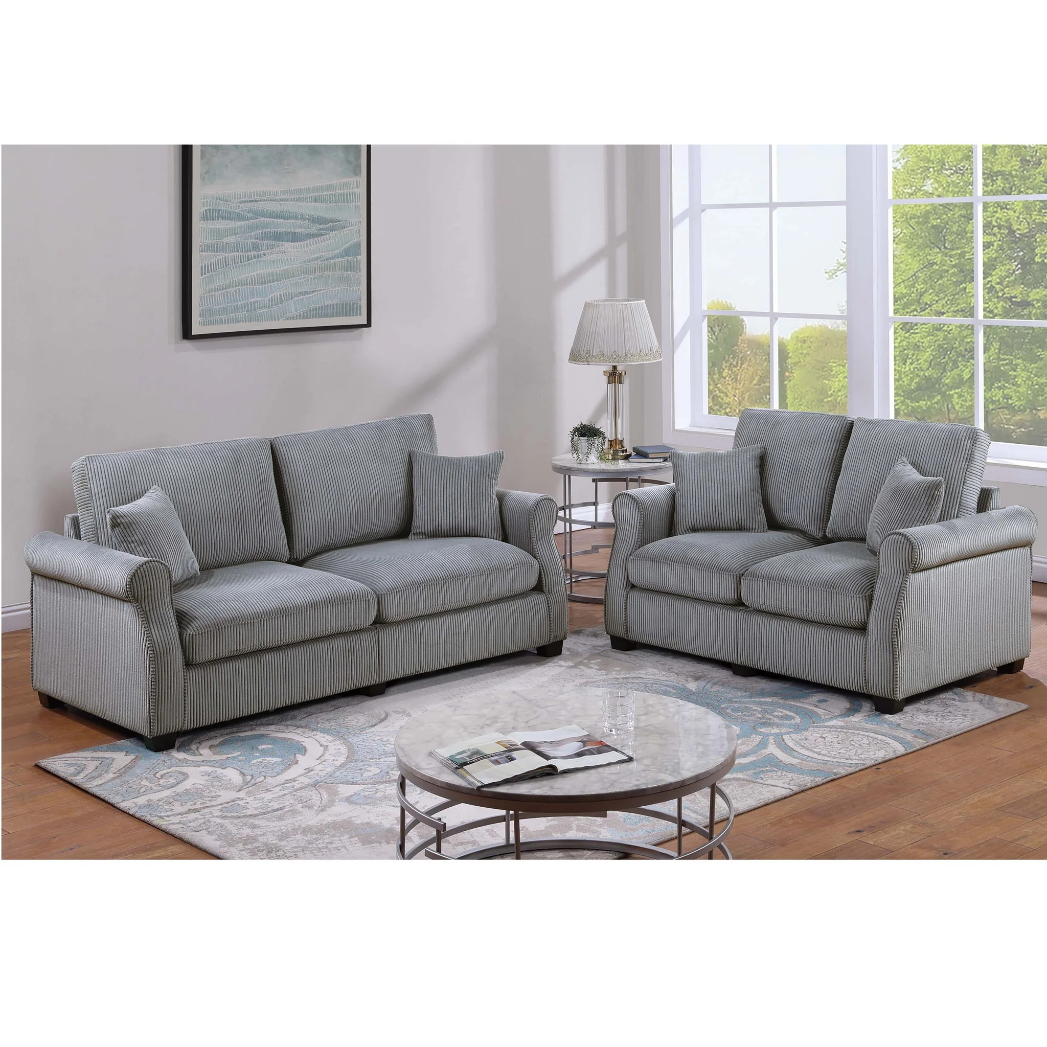 Contemporary 2 Piece Sofa Set With Matching Pillows - Image 15