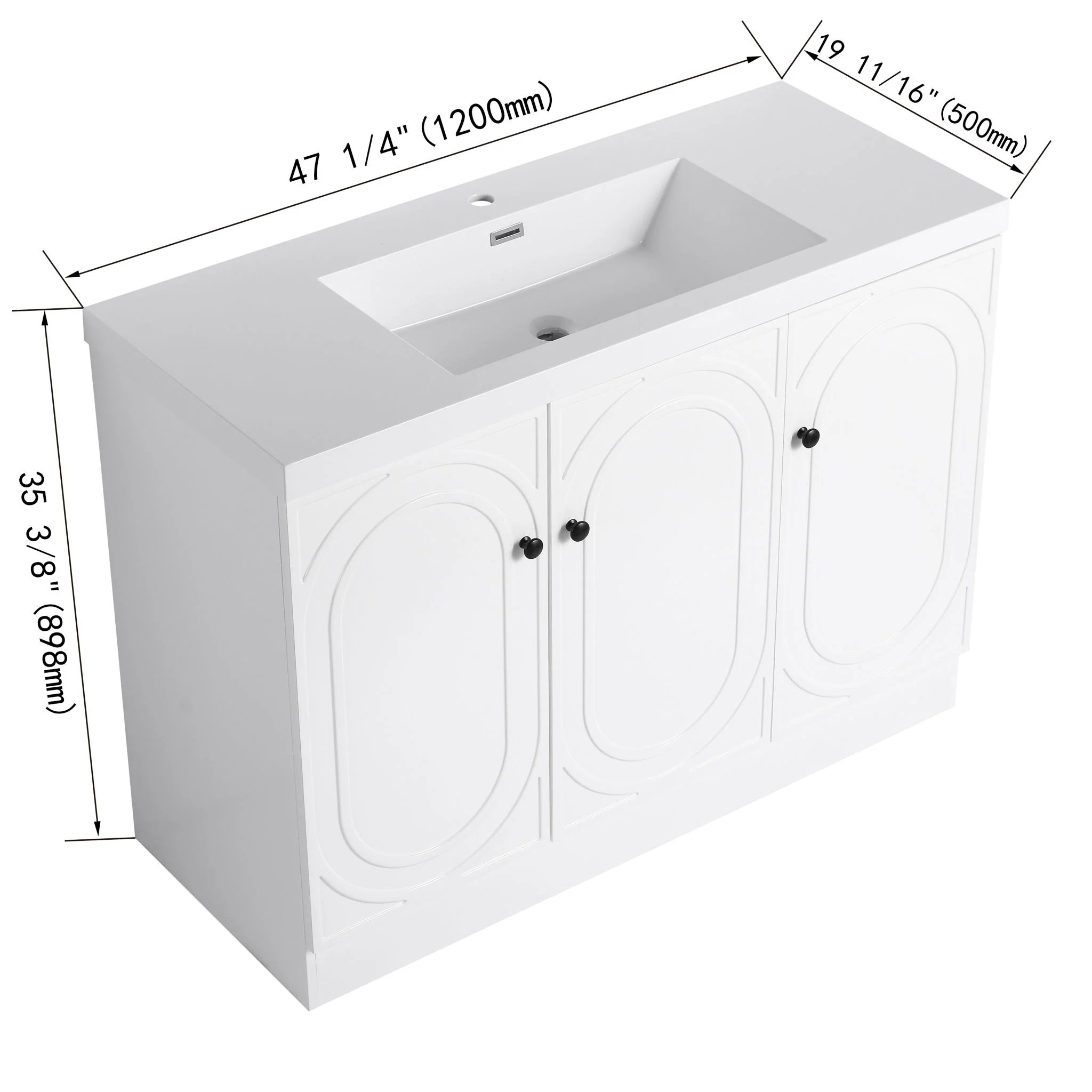 Contemporary Freestanding Bathroom Vanity With Resin Sink & Soft-Close Cabinet Doors - Image 14
