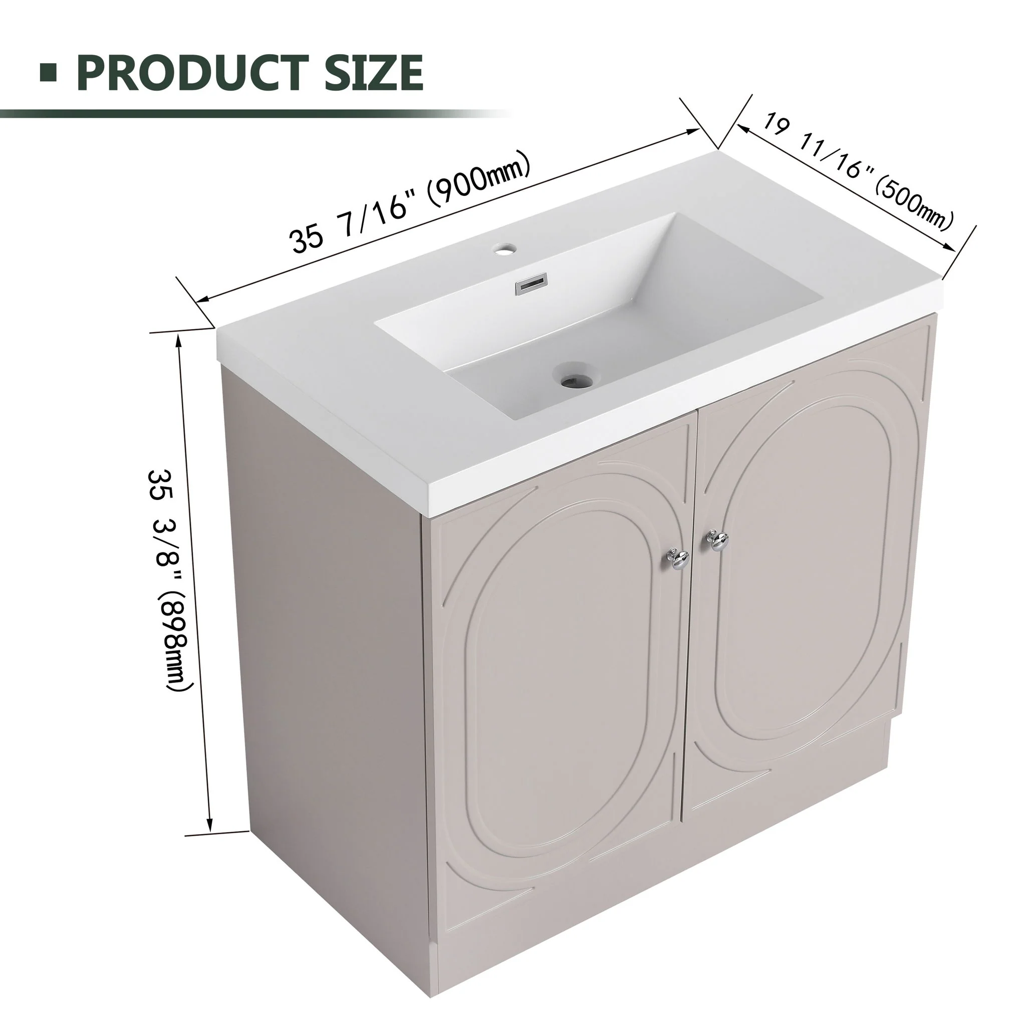Contemporary Freestanding Bathroom Vanity With Resin Sink & Soft-Close Cabinet Doors - Image 27