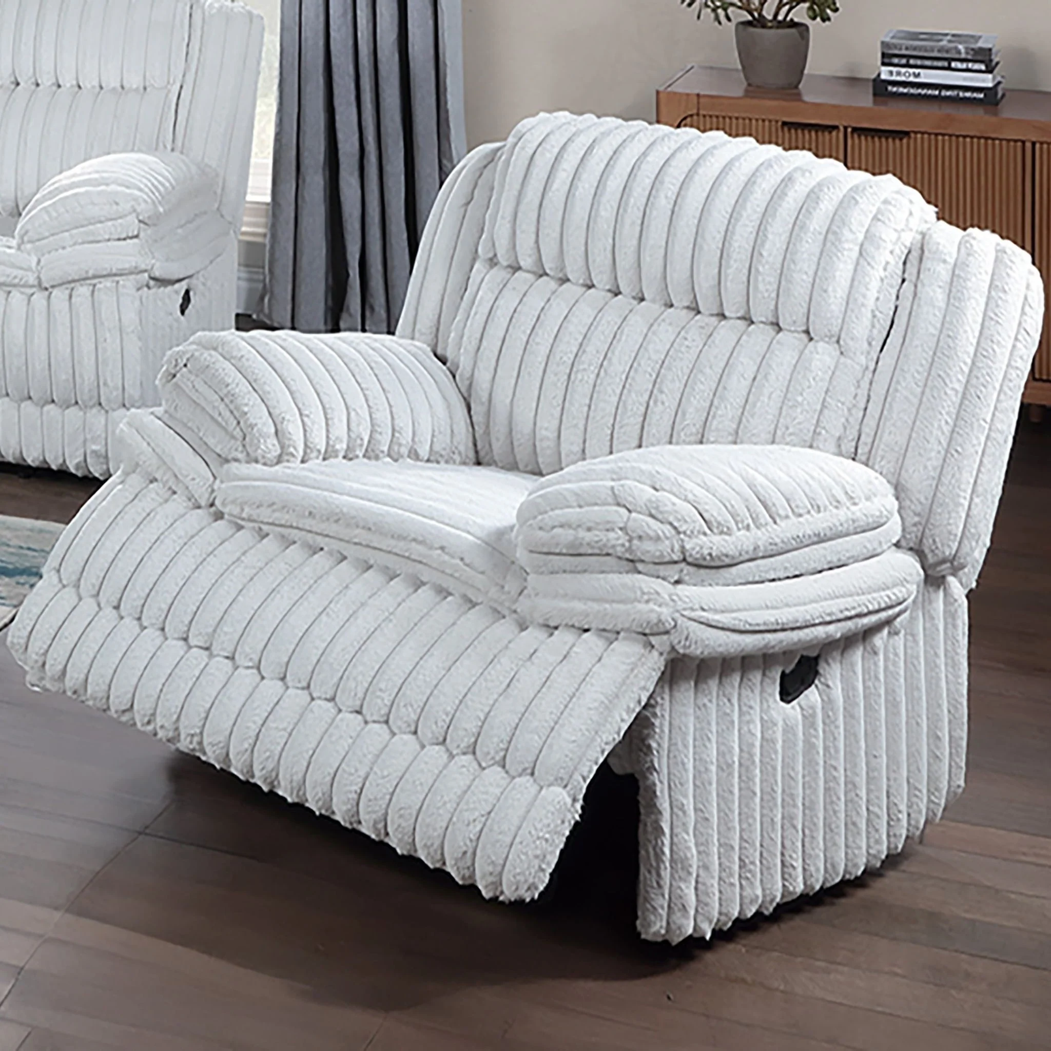 Contemporary Manual Motion Glider Recliner Chair With Padded Armrests And Smooth Rocking Function - Image 11