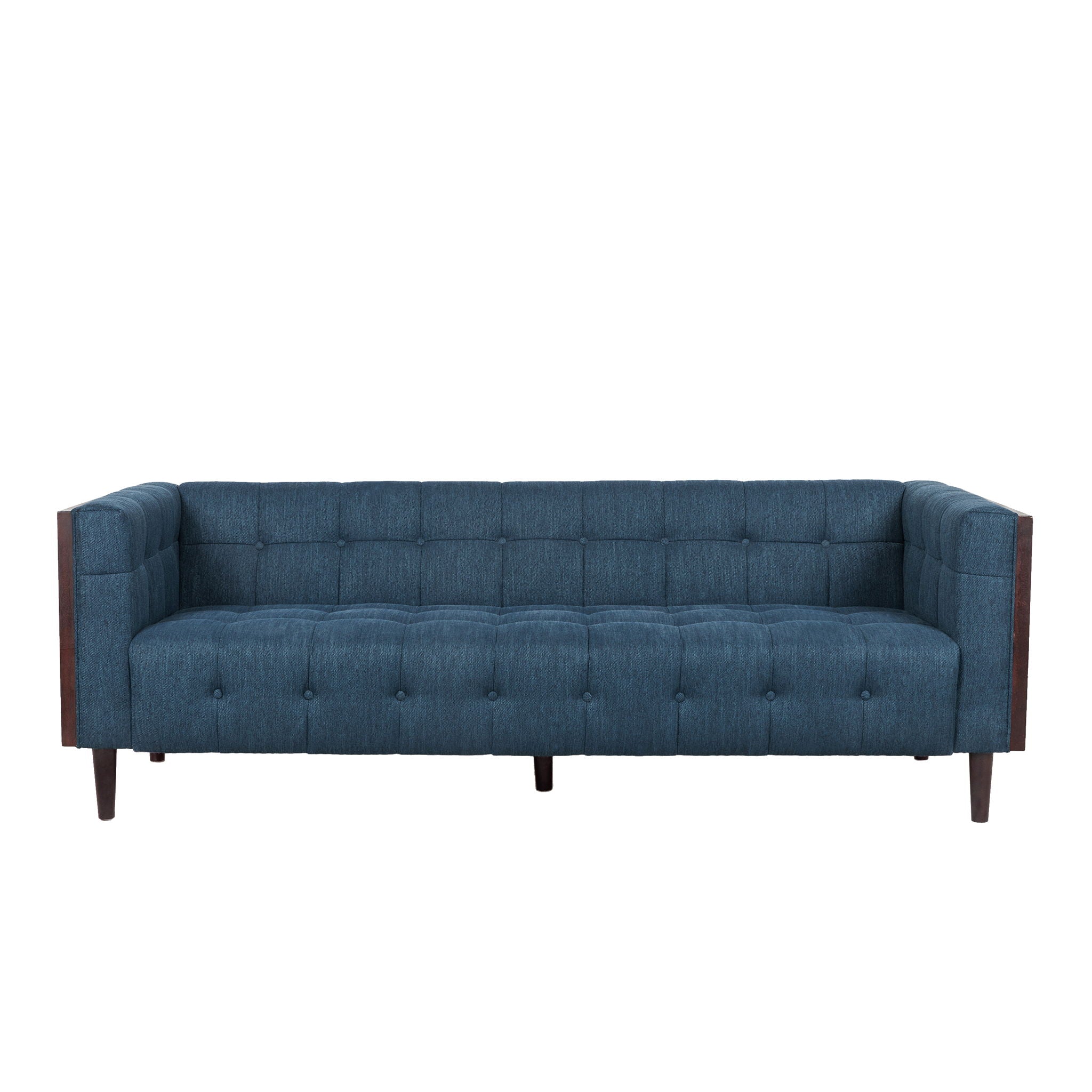 Contemporary Mid-Century Charm 3 Seater Sofa With Button Tufted Waffle Stitching - Image 2