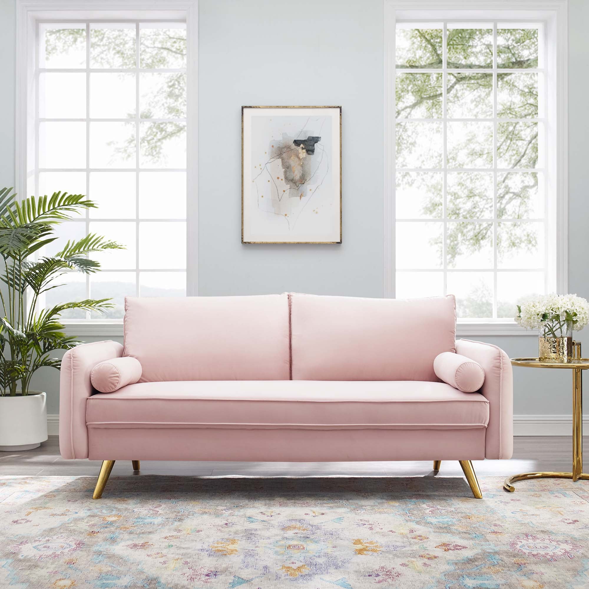 Contemporary Modern Performance Velvet Sofa - Image 37