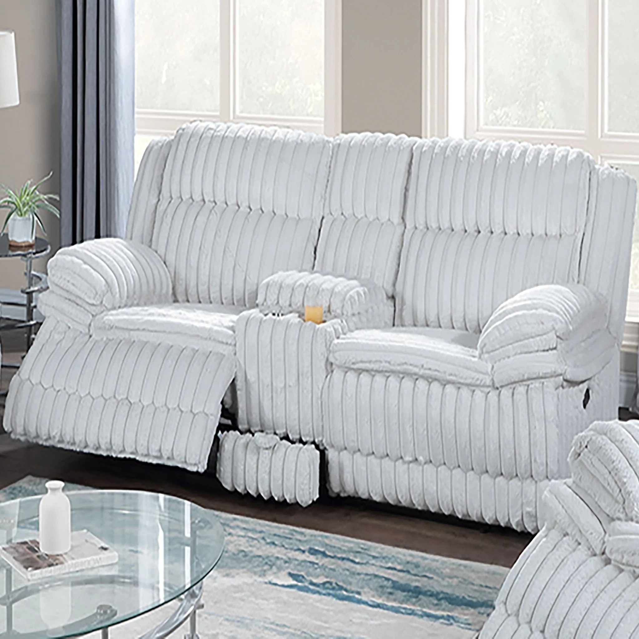 Contemporary Motion Loveseat With Console Storage - Image 12