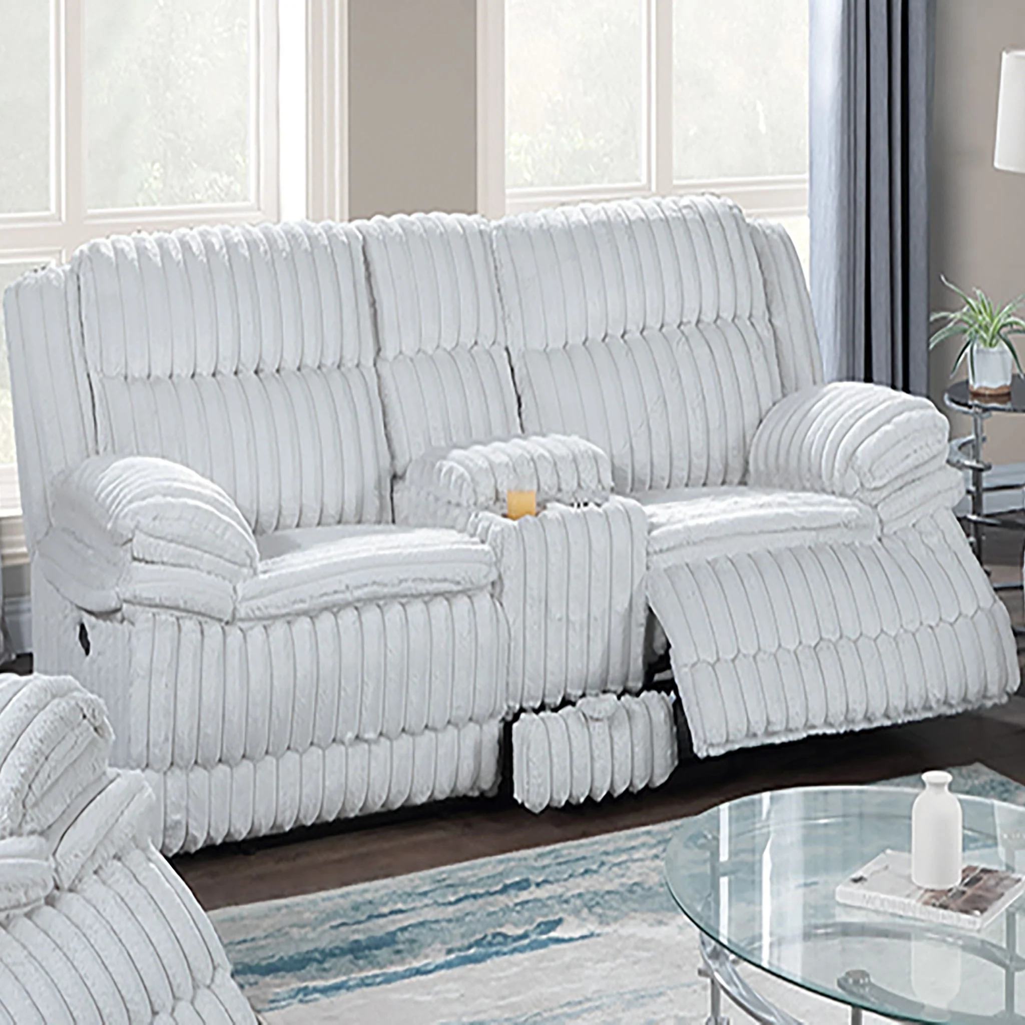 Contemporary Motion Loveseat With Console Storage - Image 15