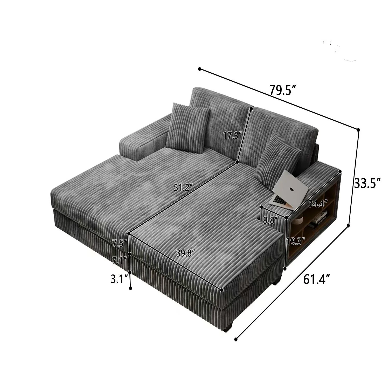 Convertible Sectional Sofa, Sleeper Oversized Living Room Lounge - Image 33