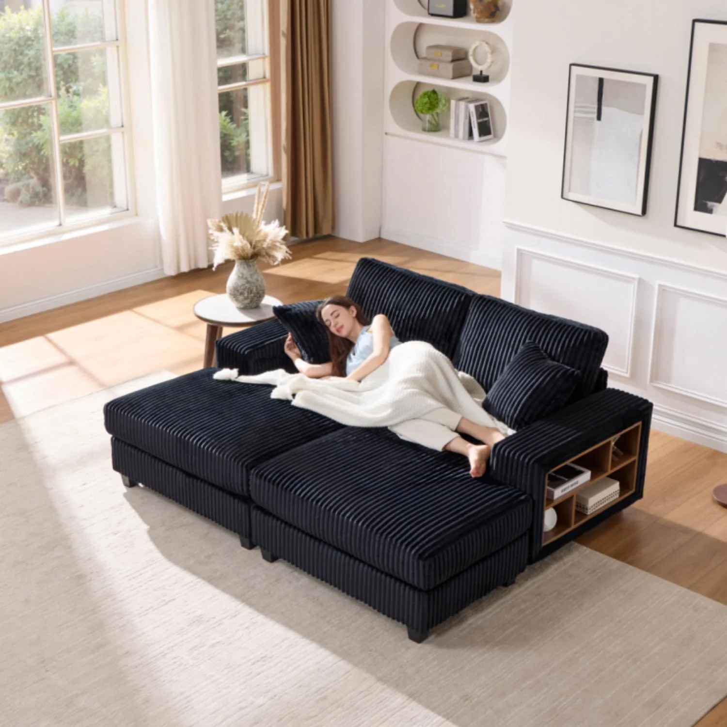 Convertible Sectional Sofa, Sleeper Oversized Living Room Lounge - Image 6