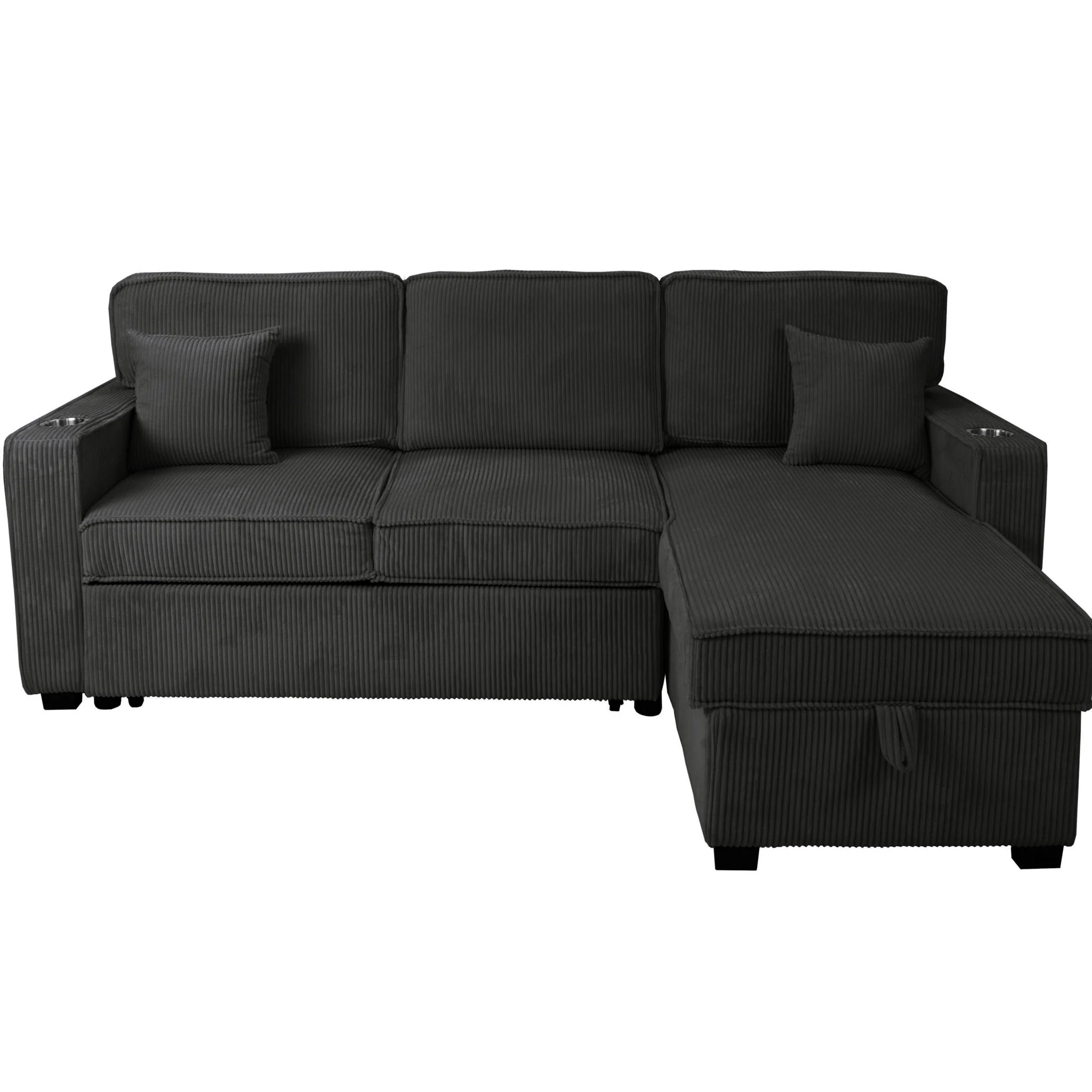 Convertible Sectional With USB / USB - C Port, Storage Chaise, Pull-Out Bed - Image 13