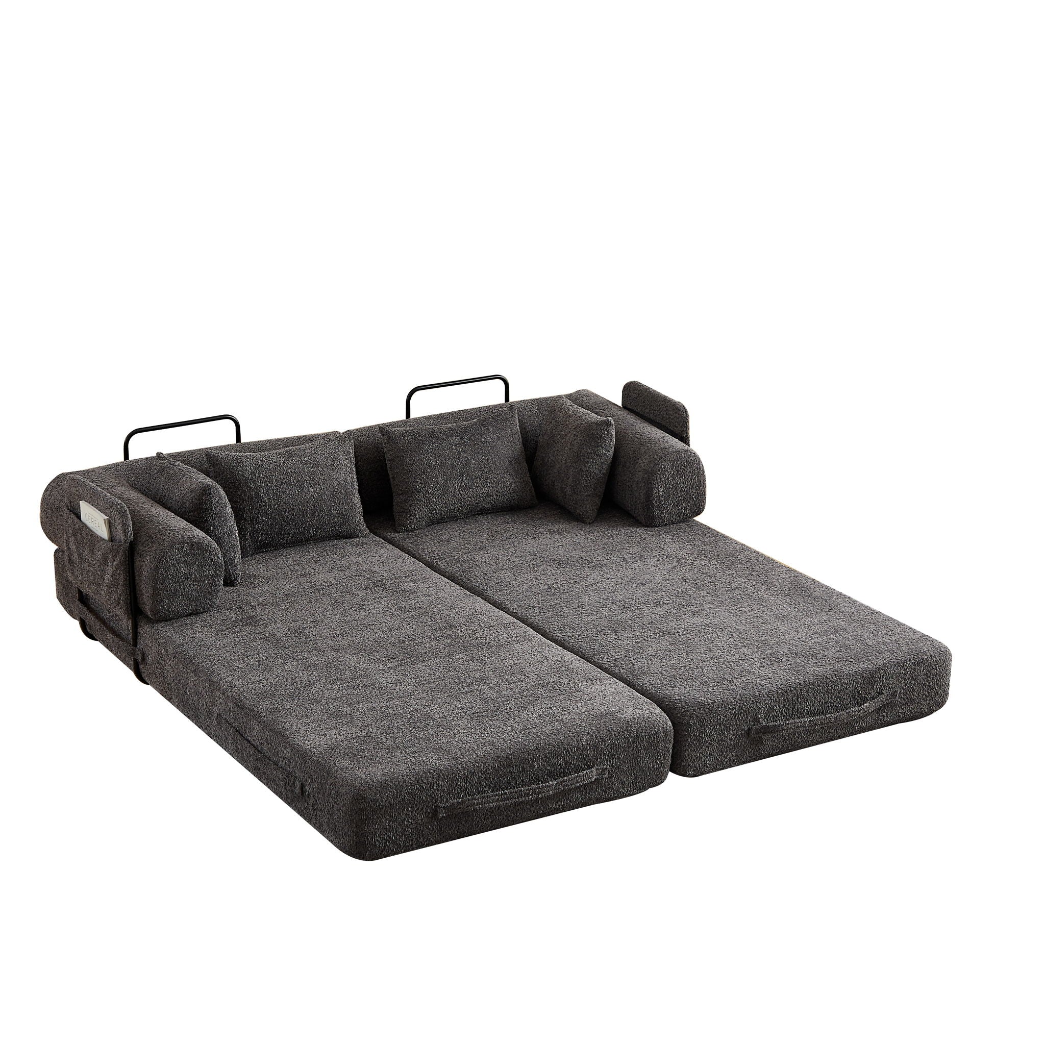 Convertible Sleeper Sofa Bed With Cylindrical Pillow - Image 4