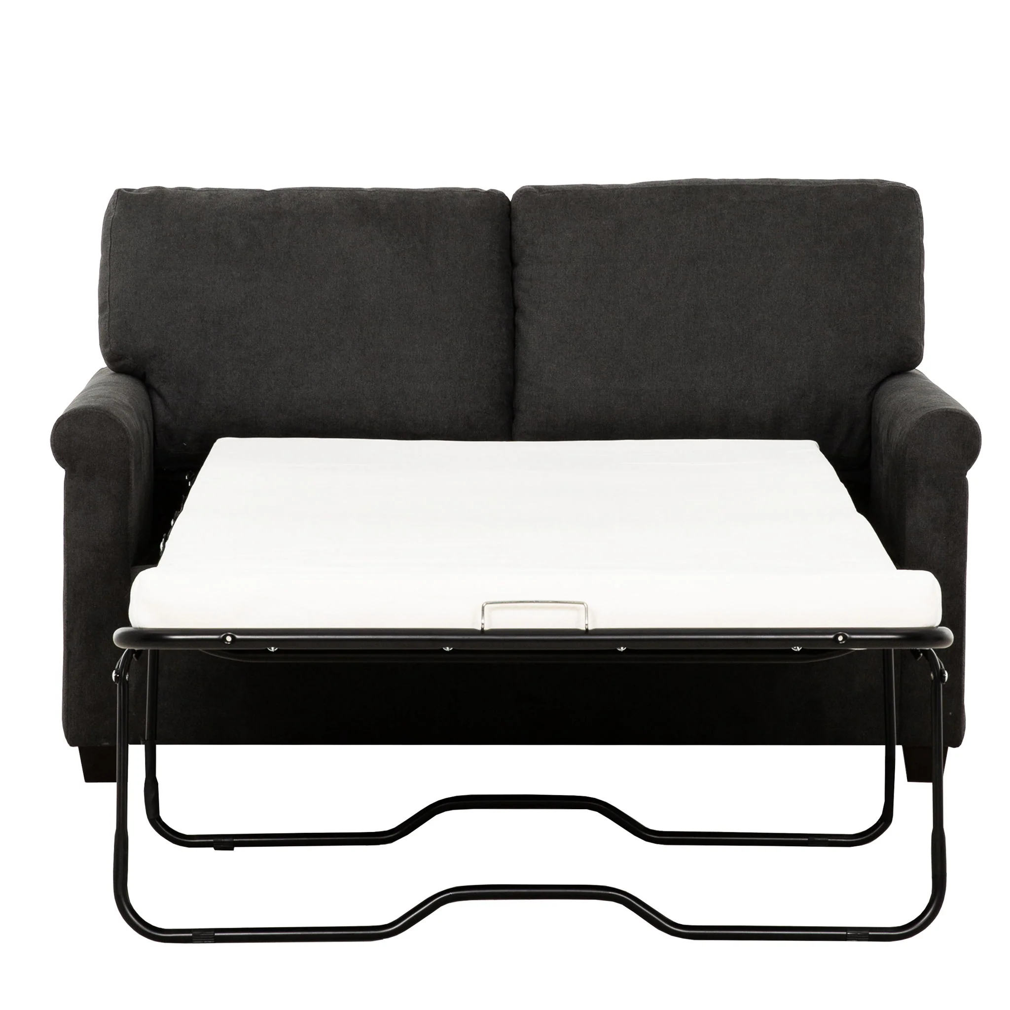 Convertible Twin Sleeper Sofa With USB Ports, 2 Seater Upholstered Loveseat - Dark Gray - Image 2
