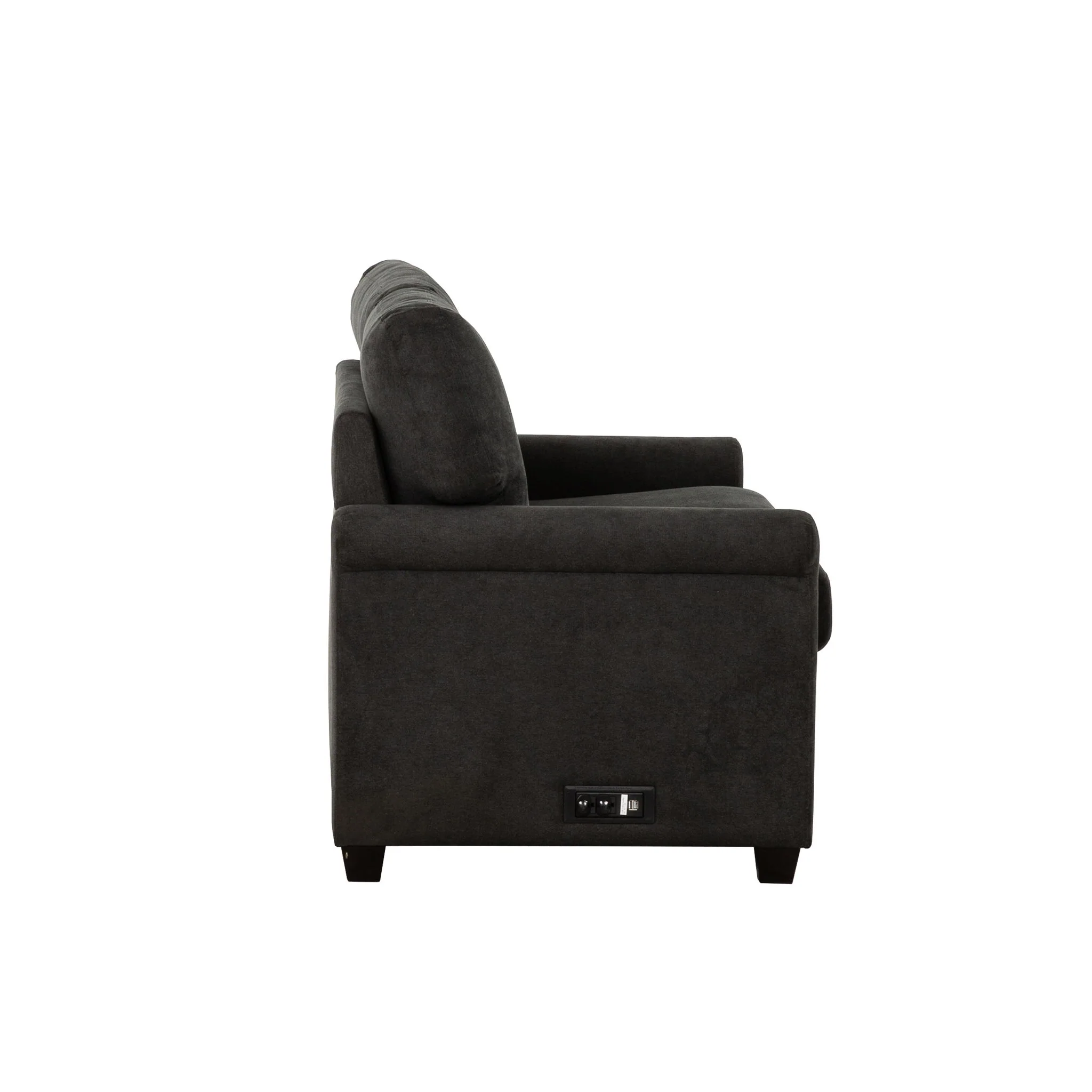 Convertible Twin Sleeper Sofa With USB Ports, 2 Seater Upholstered Loveseat - Dark Gray - Image 7
