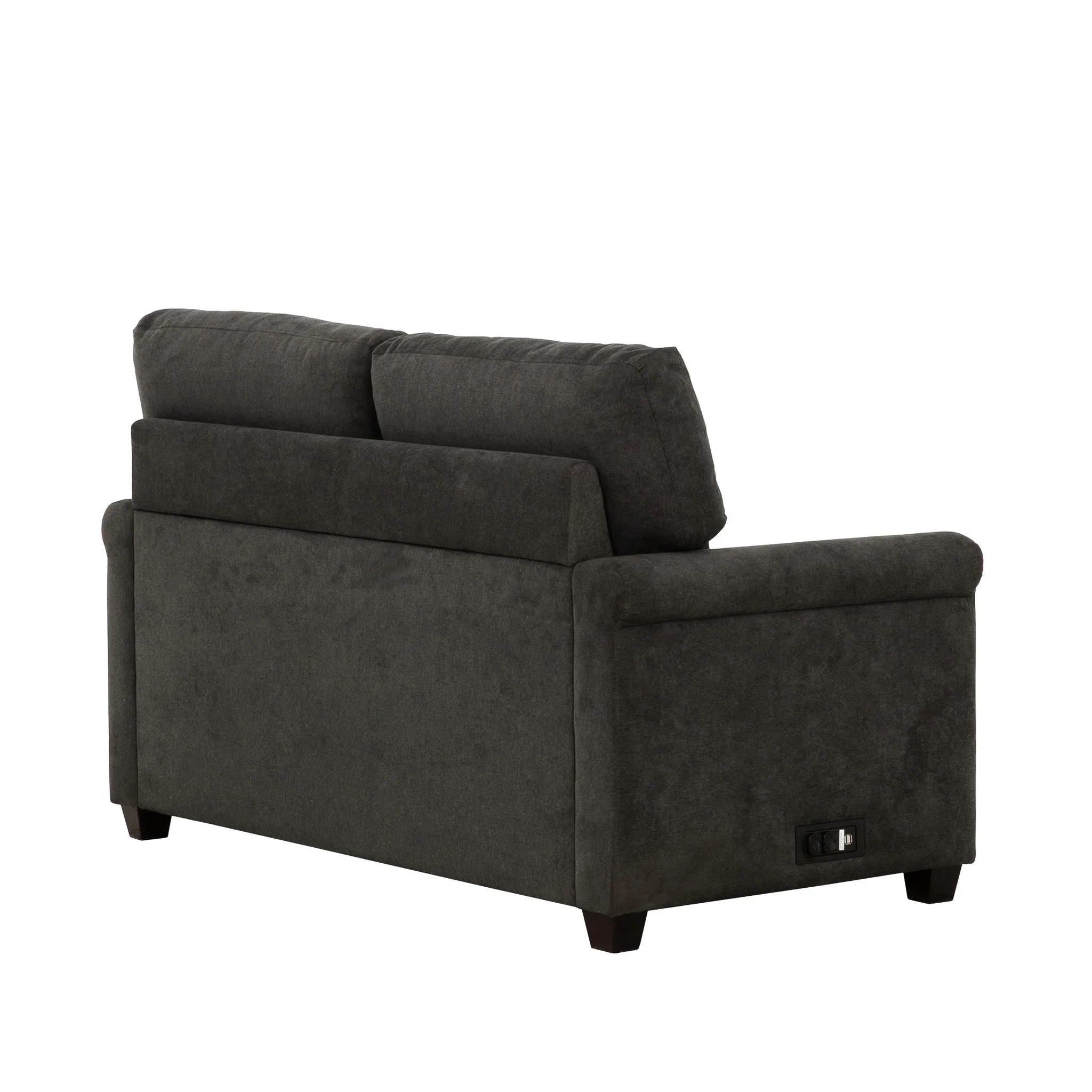 Convertible Twin Sleeper Sofa With USB Ports, 2 Seater Upholstered Loveseat - Dark Gray - Image 9