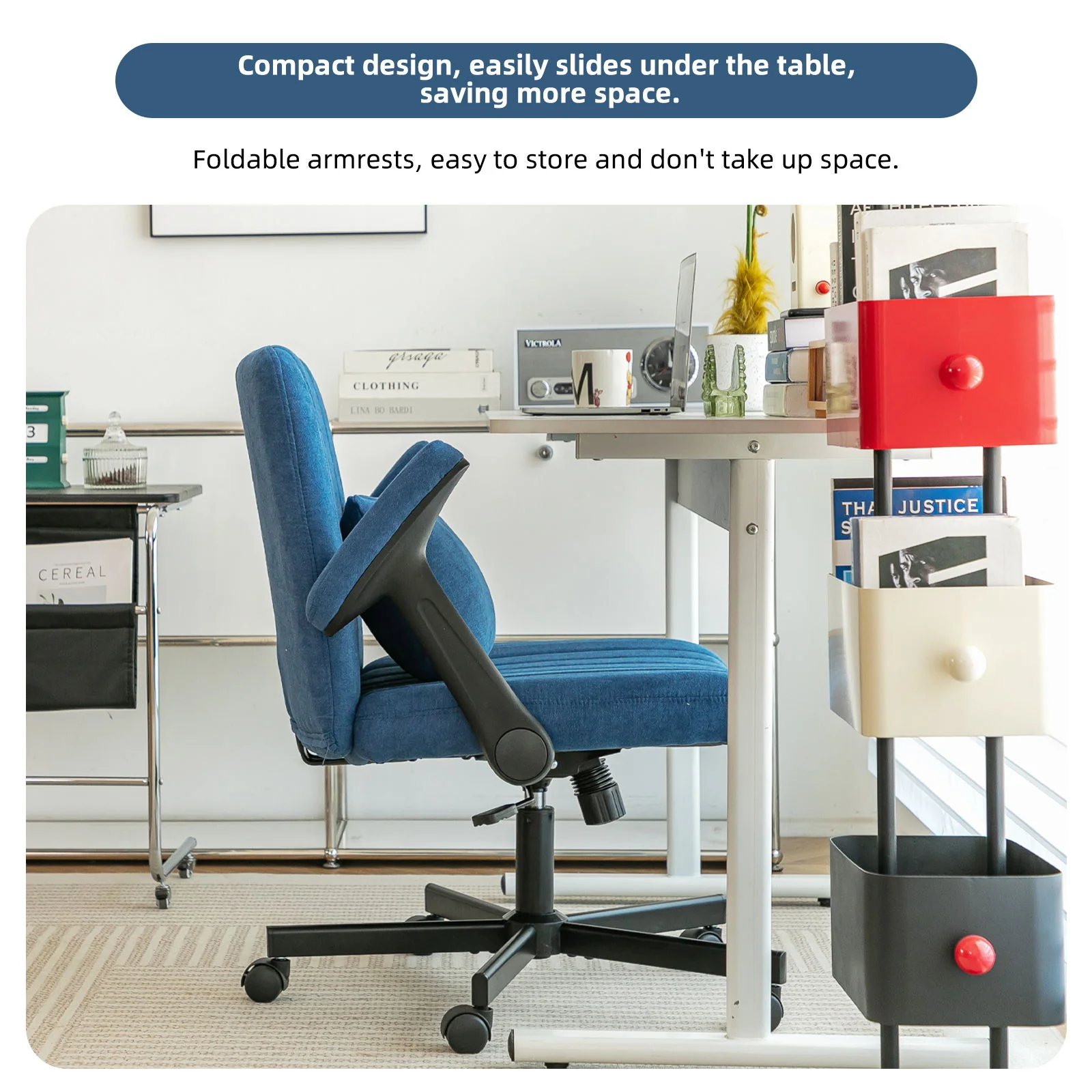 Criss Cross Armrest Office Chair With Wheels - Image 19
