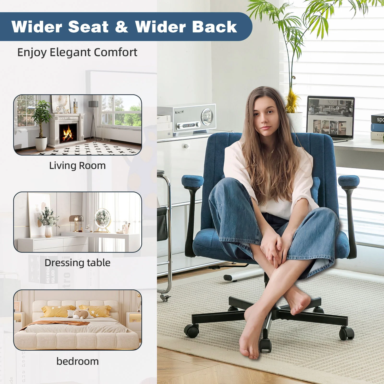 Criss Cross Armrest Office Chair With Wheels - Image 33