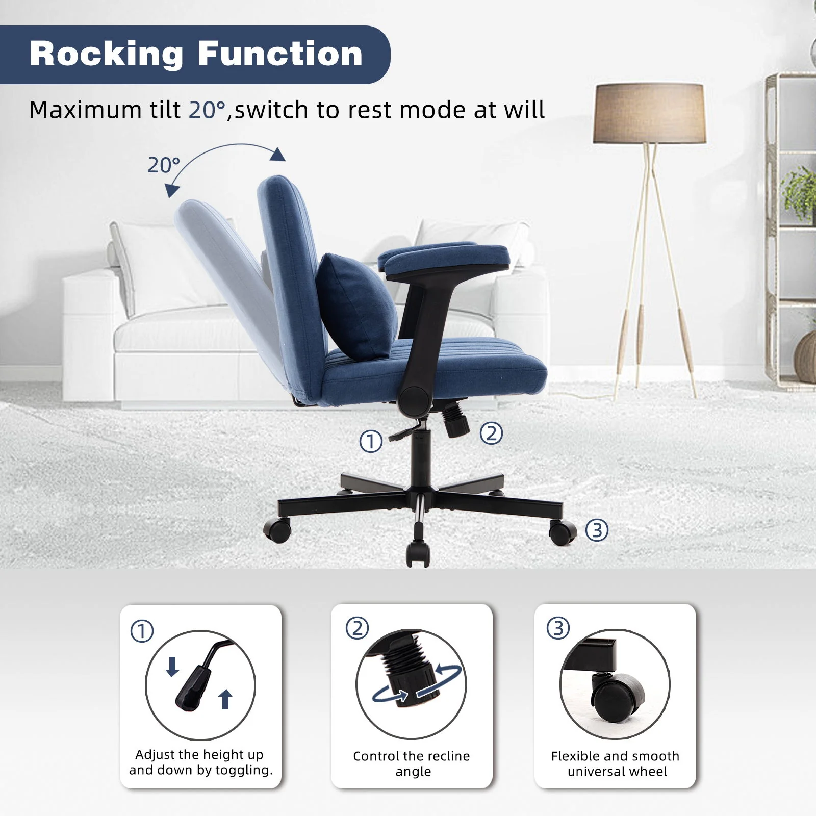 Criss Cross Armrest Office Chair With Wheels - Image 9
