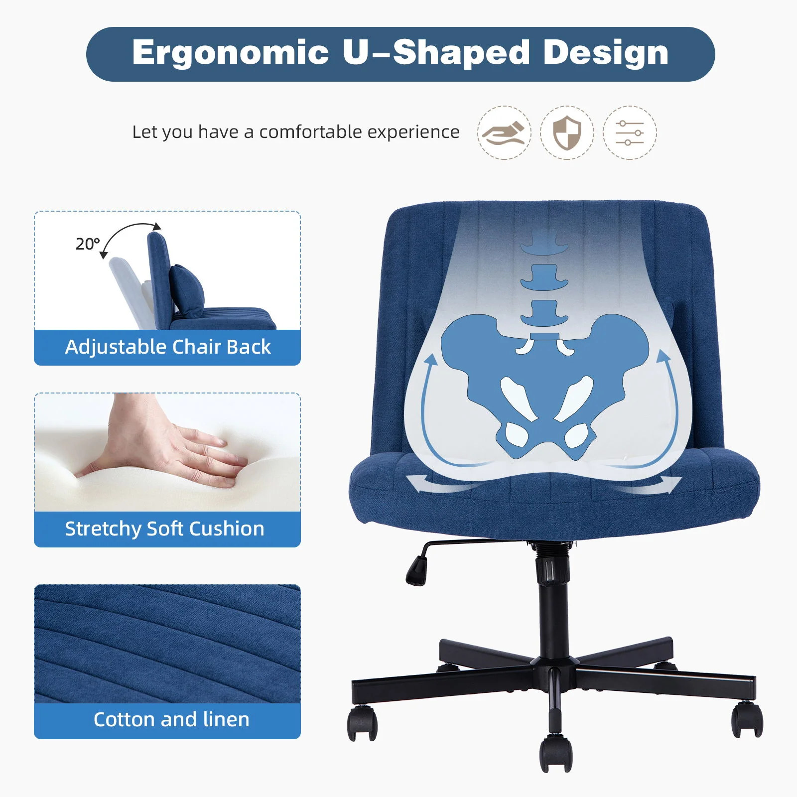 Criss Cross Office Chair With Adjustable Height, Ergonomic Design - Image 12