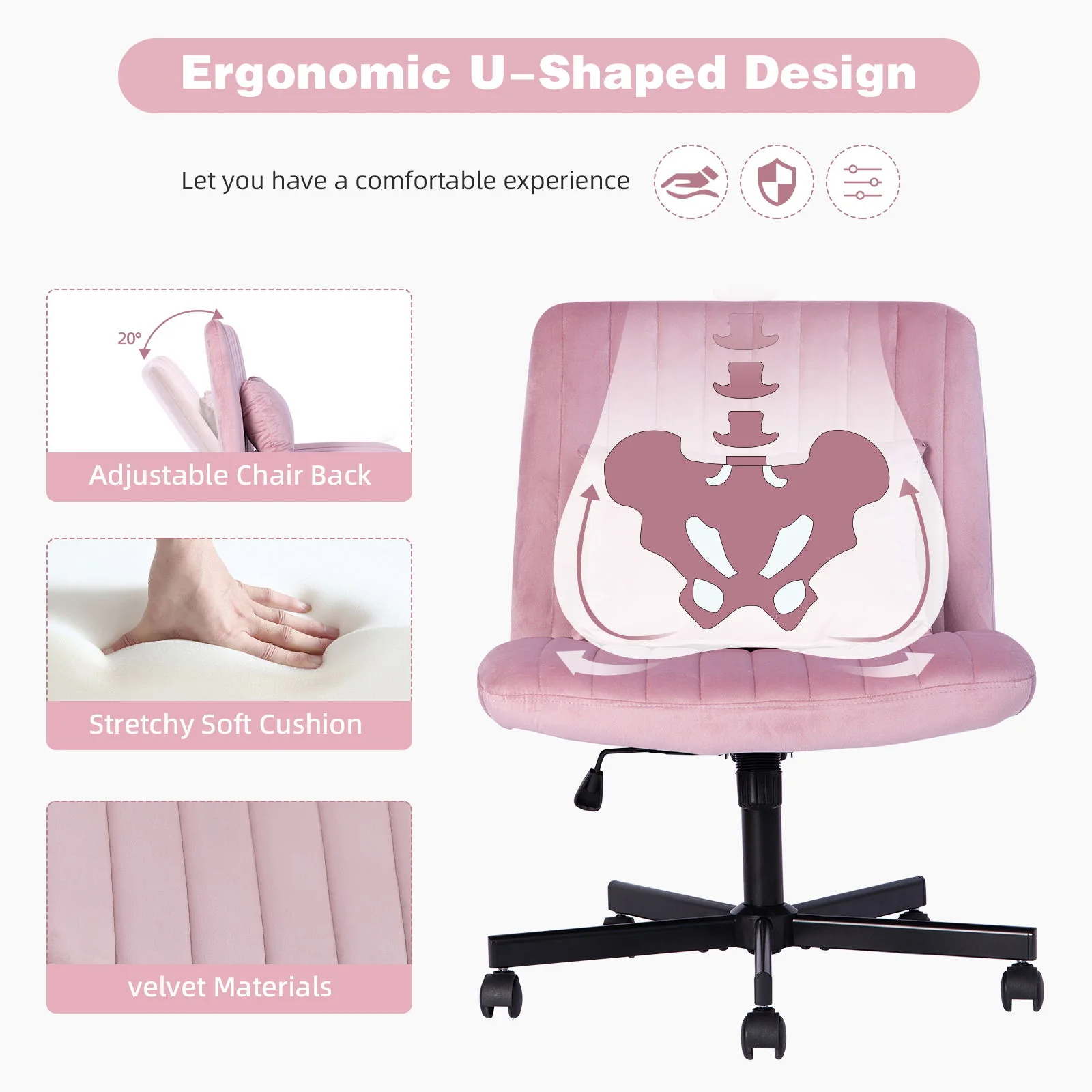 Criss Cross Office Chair With Adjustable Height, Ergonomic Design - Image 8