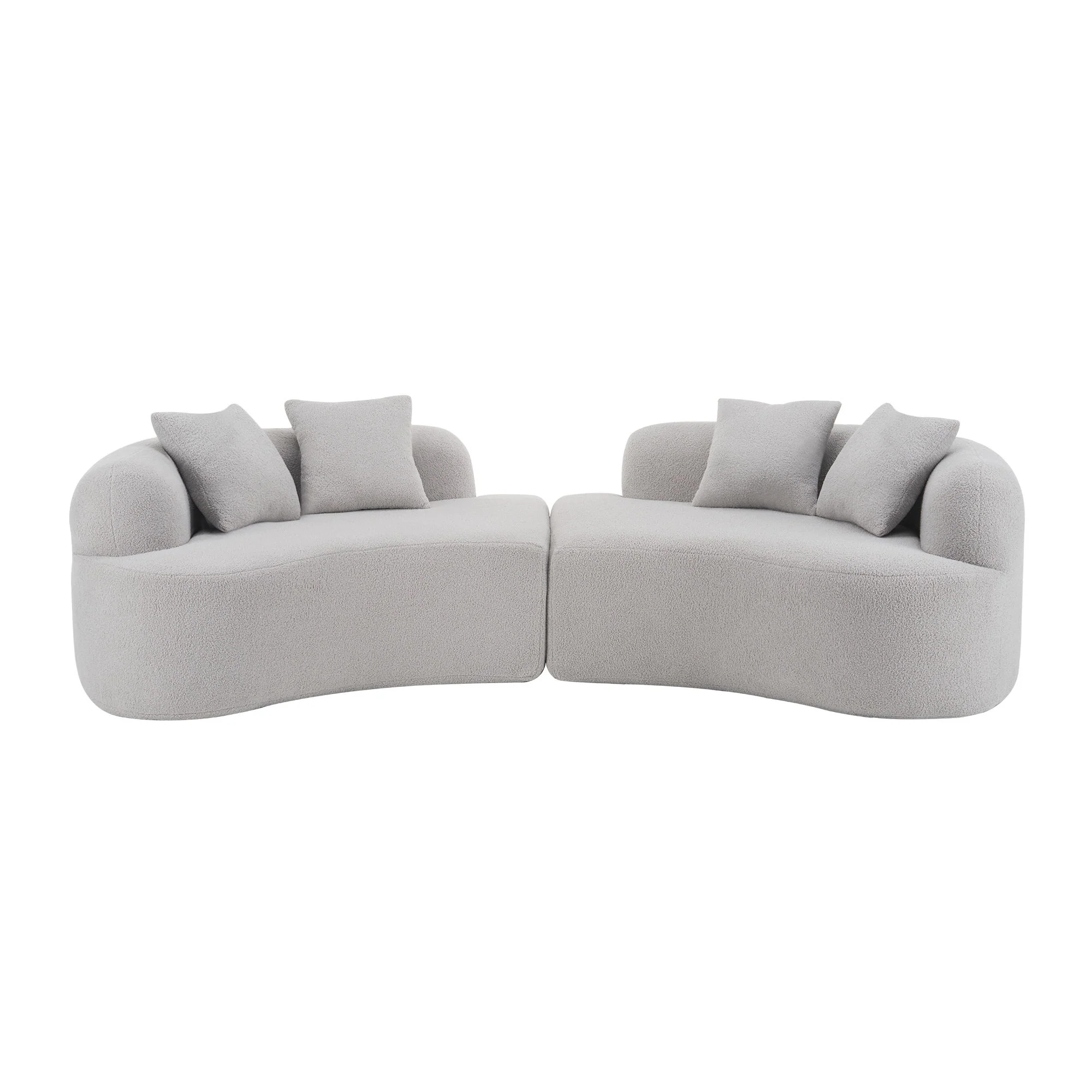 Curved 4 Seater Full Compression Sponge Sofa - Image 2
