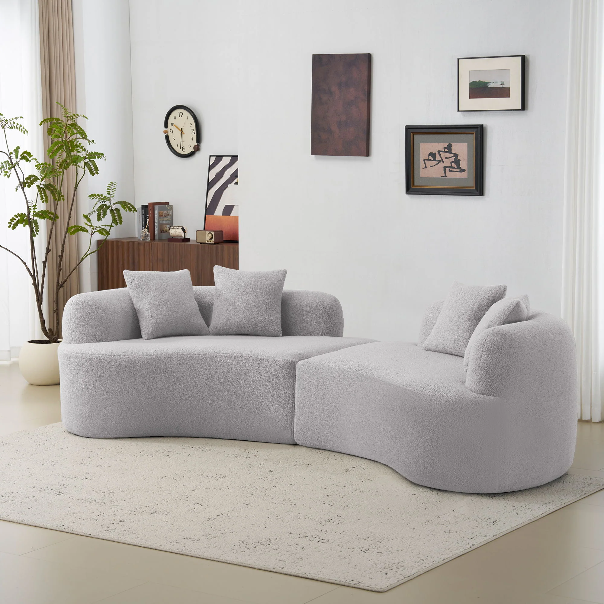 Curved 4 Seater Full Compression Sponge Sofa - Image 3