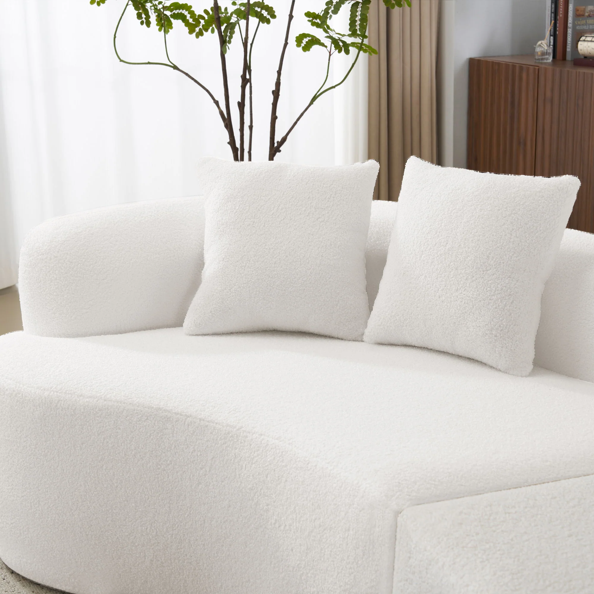Curved 4 Seater Full Compression Sponge Sofa - Image 4
