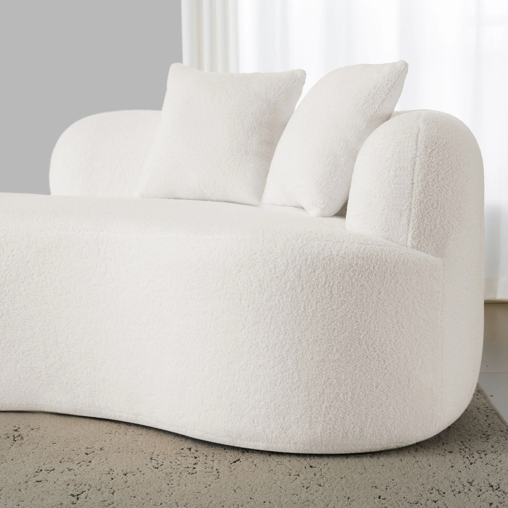 Curved 4 Seater Full Compression Sponge Sofa - Image 7