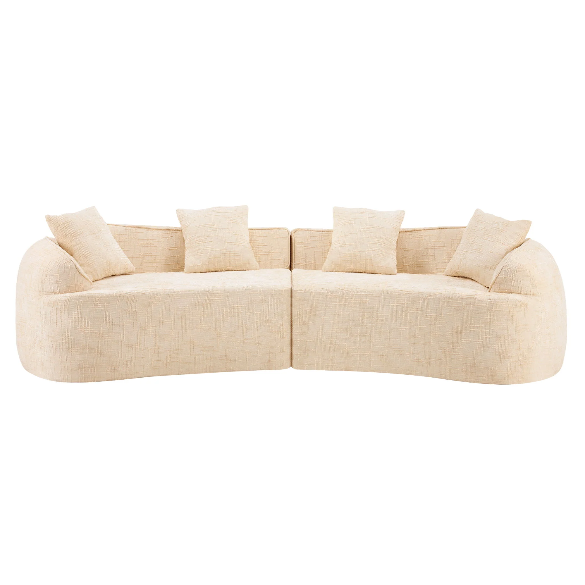 Curved Compressed Sofa, Nordic-Style Design For Living Room - Image 3