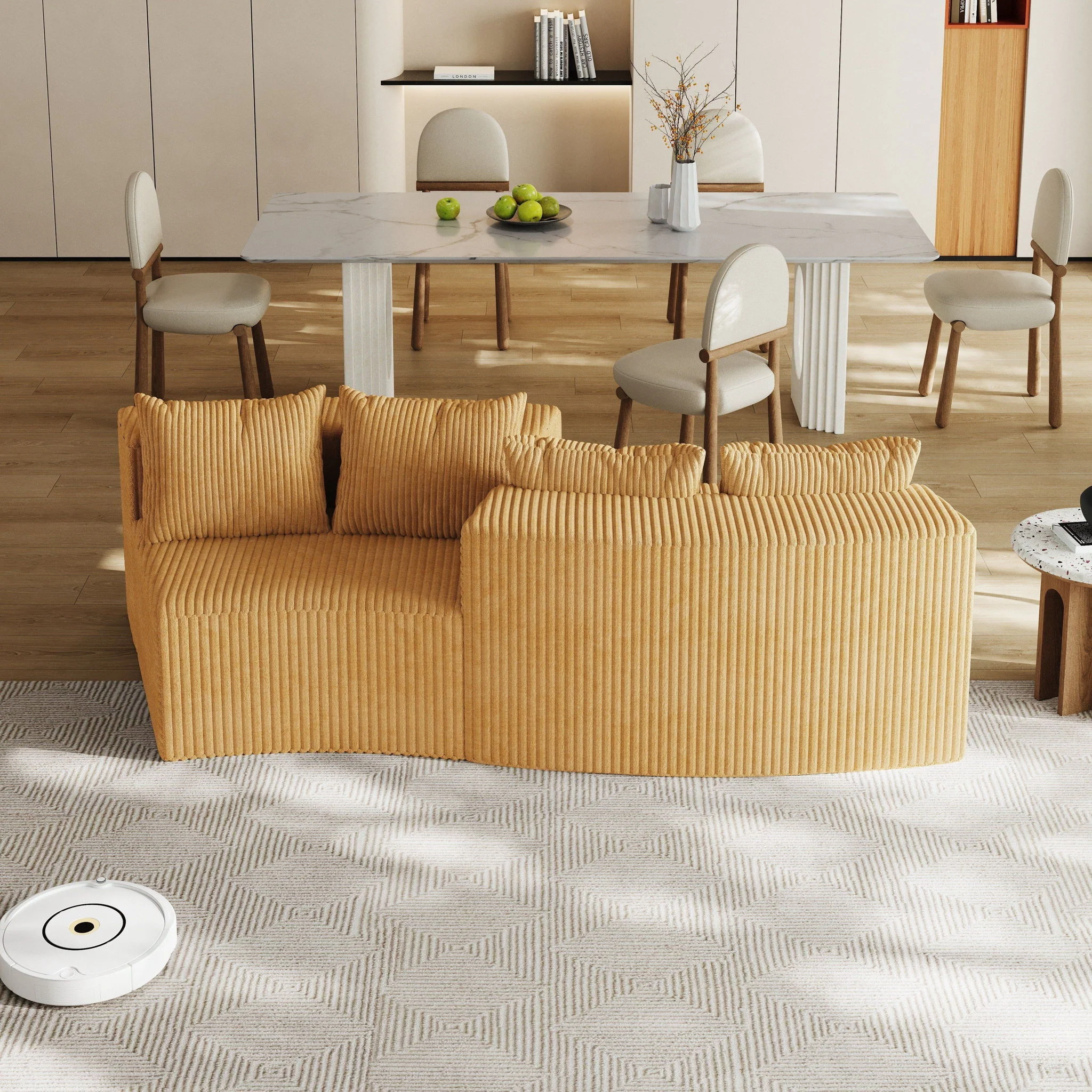 Curved Sectional Sofa With 4 Pillows, Modular Semi Circular Design - Image 32
