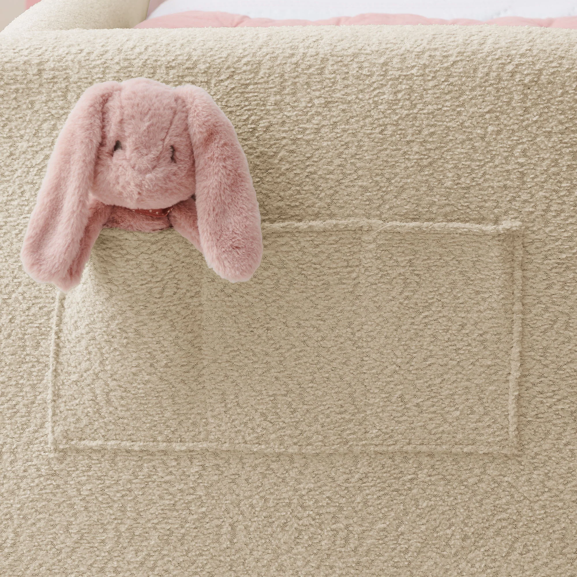 Cute Rabbit Ear Upholstered Platform Bed Frame With Safety Rail - Image 35