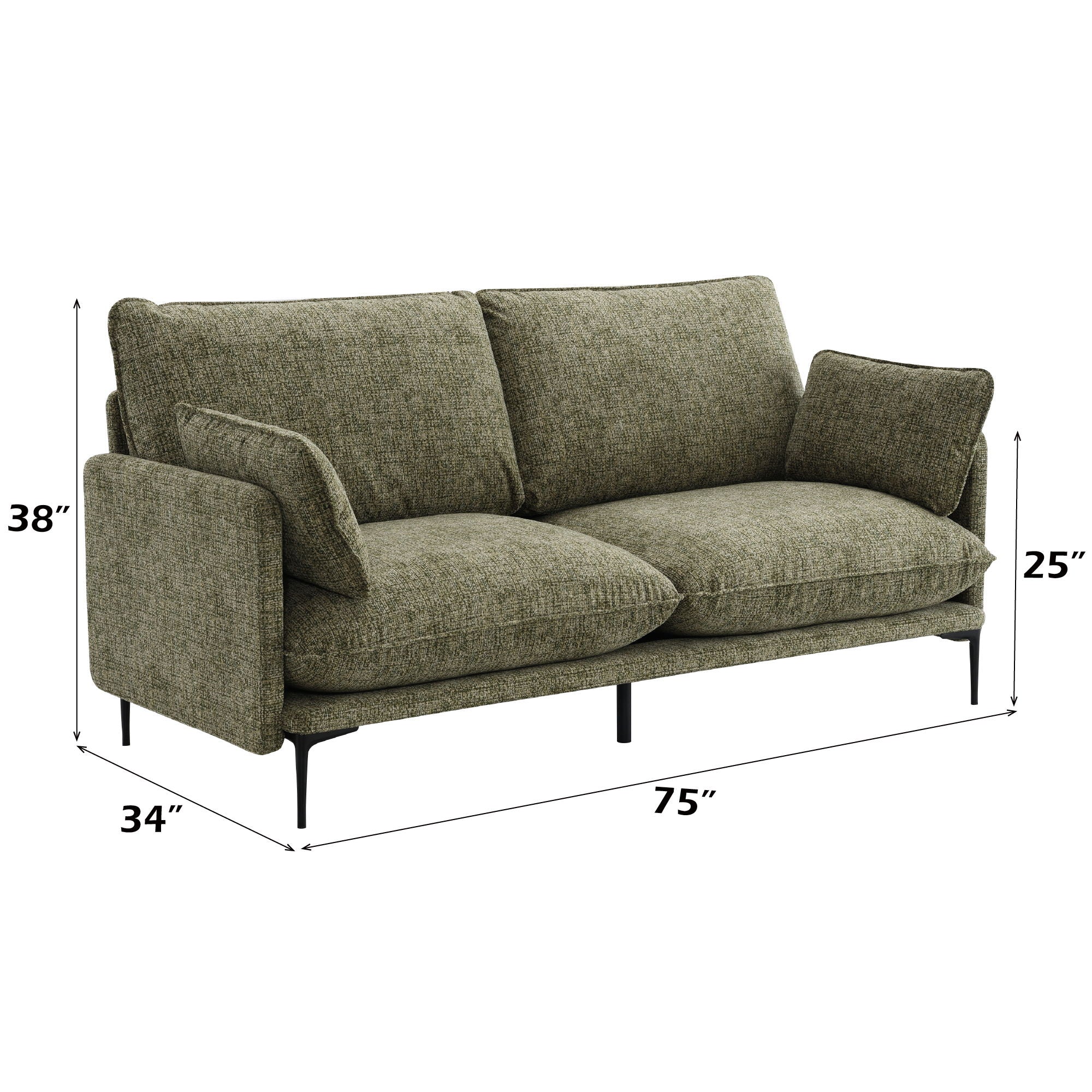 Dalton - Sofa With 2 Pillows - Green - Image 2