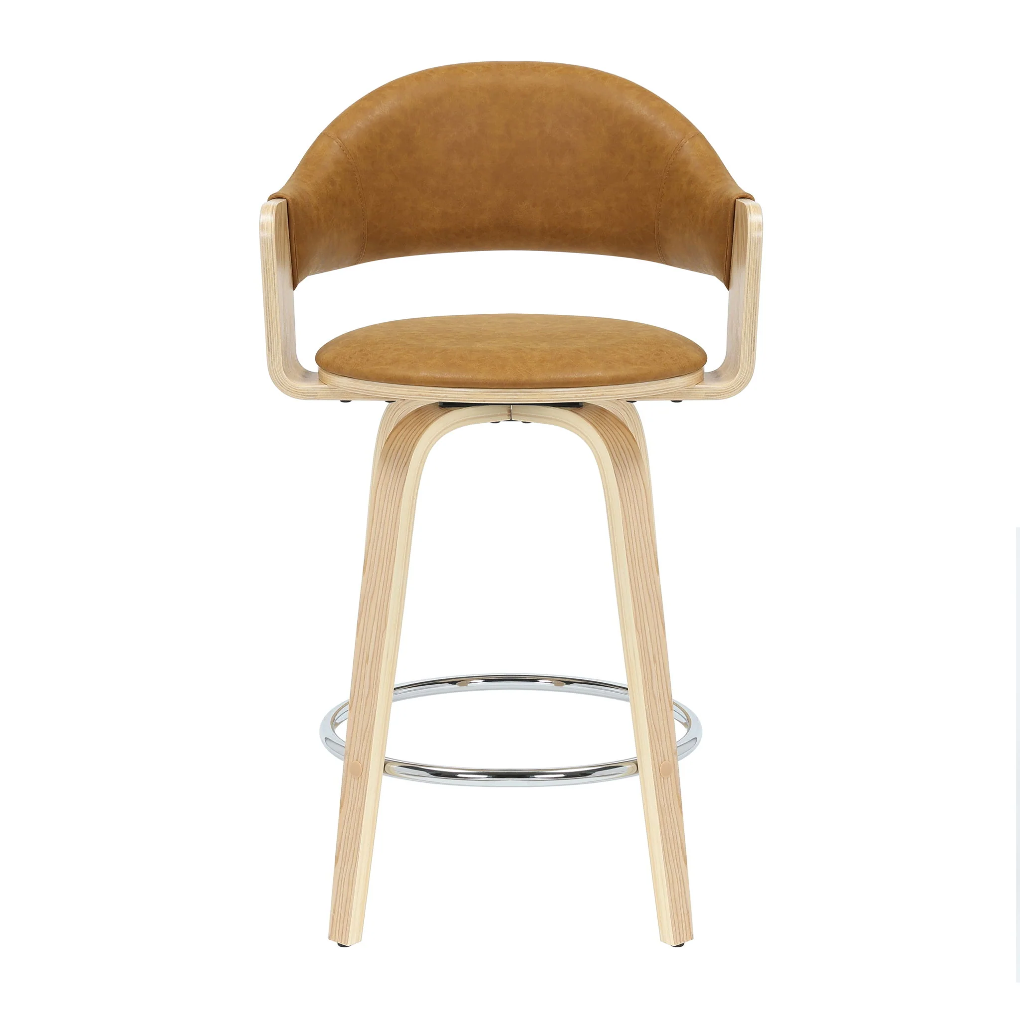 Daxton - Swivel Counter Height Round Back Wood Bar Stool With Faux Leather Seat - Image 105
